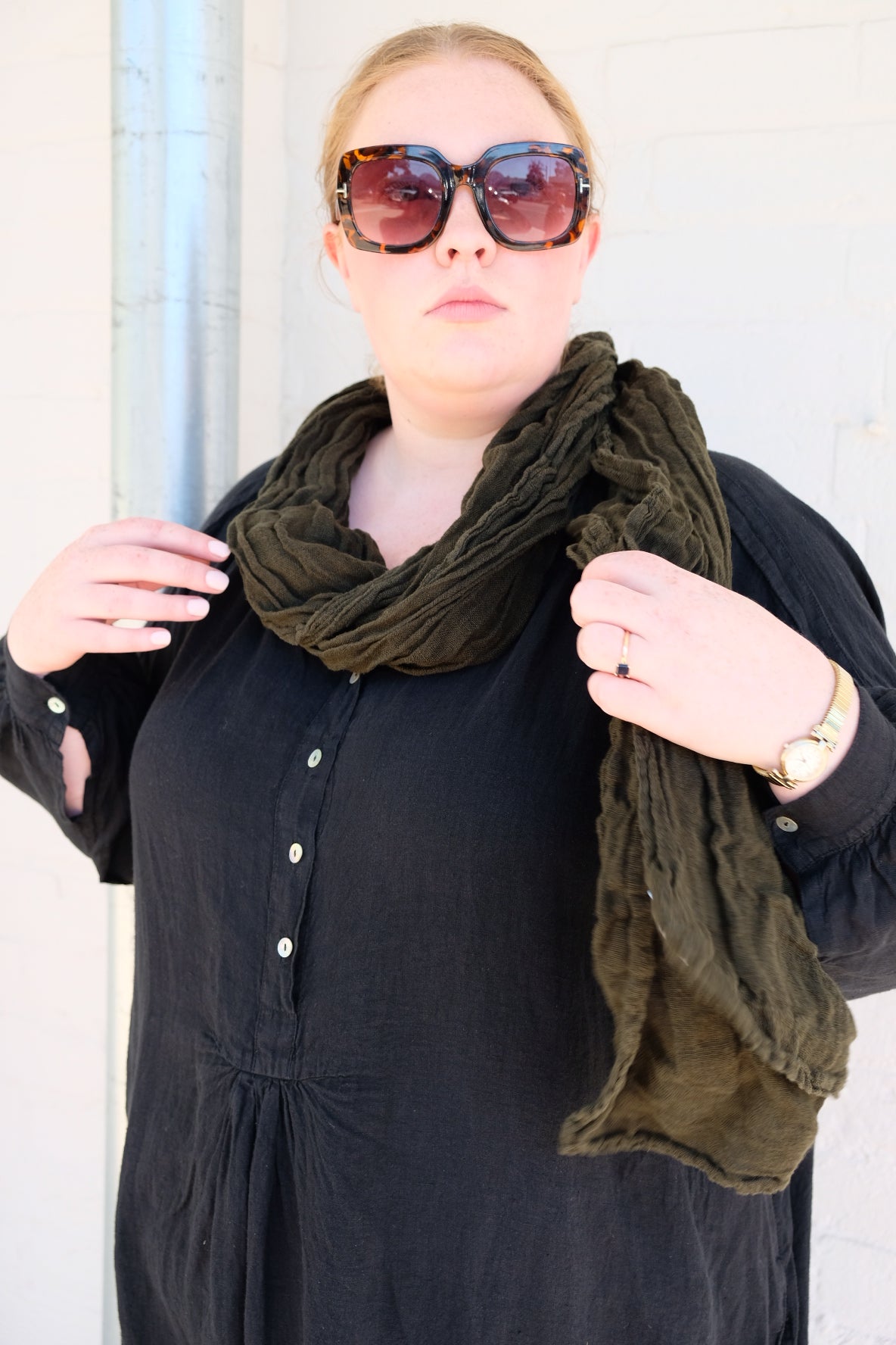 Soft Classic Scarf - Soft Linen Gauze - Seaweed