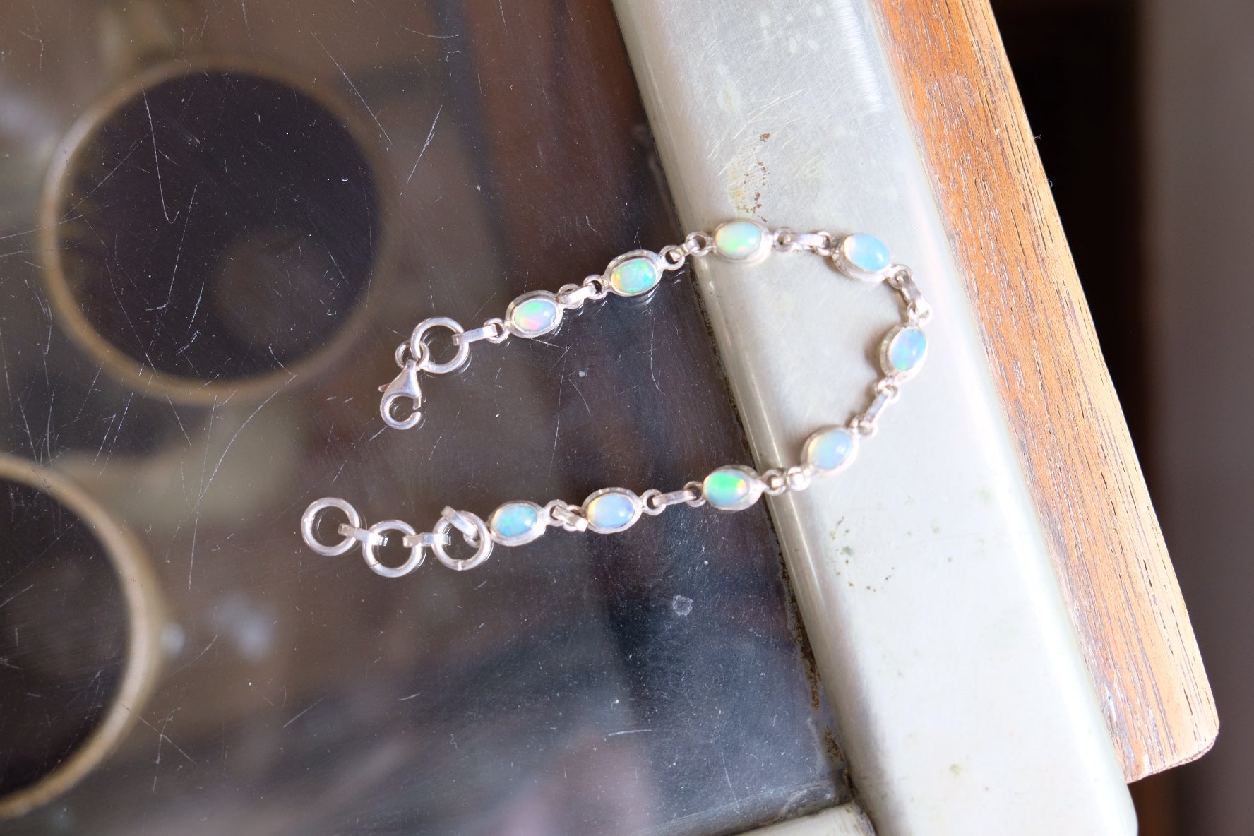Opal quartz and silver bracelet