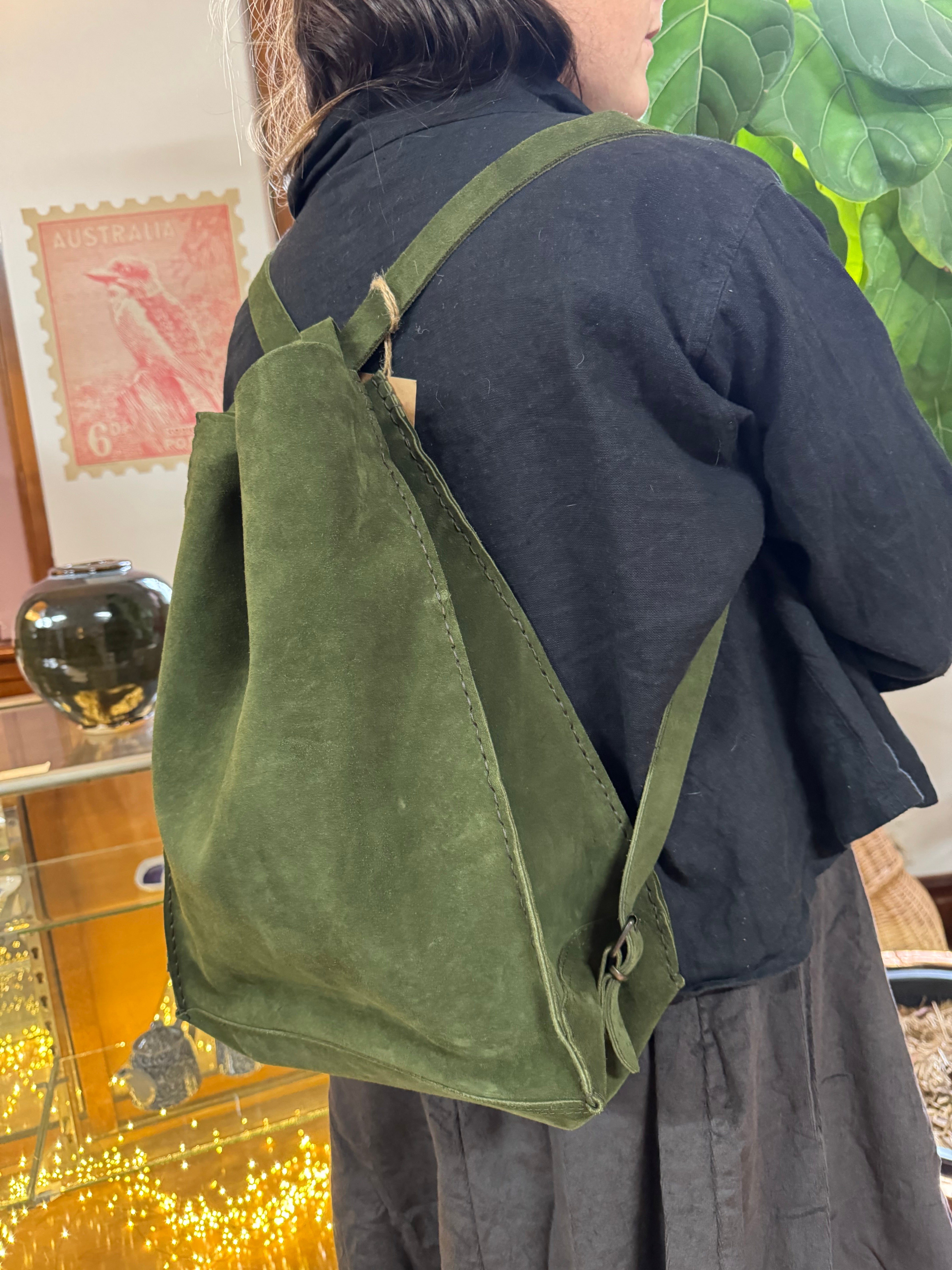 ROMA BACKPACK BAG - Forest Suede