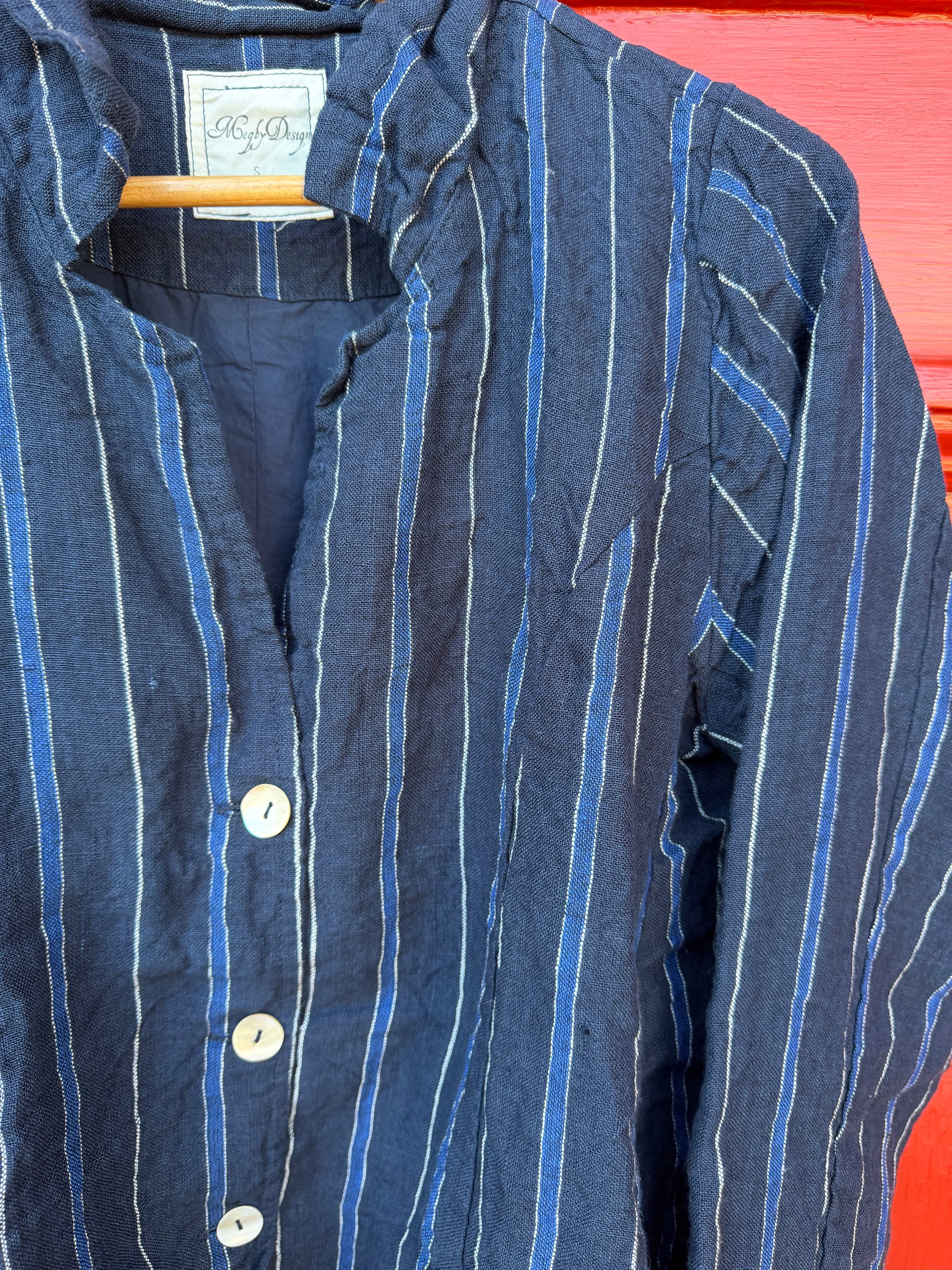 Baridi Jacket - Linen - navy stripe