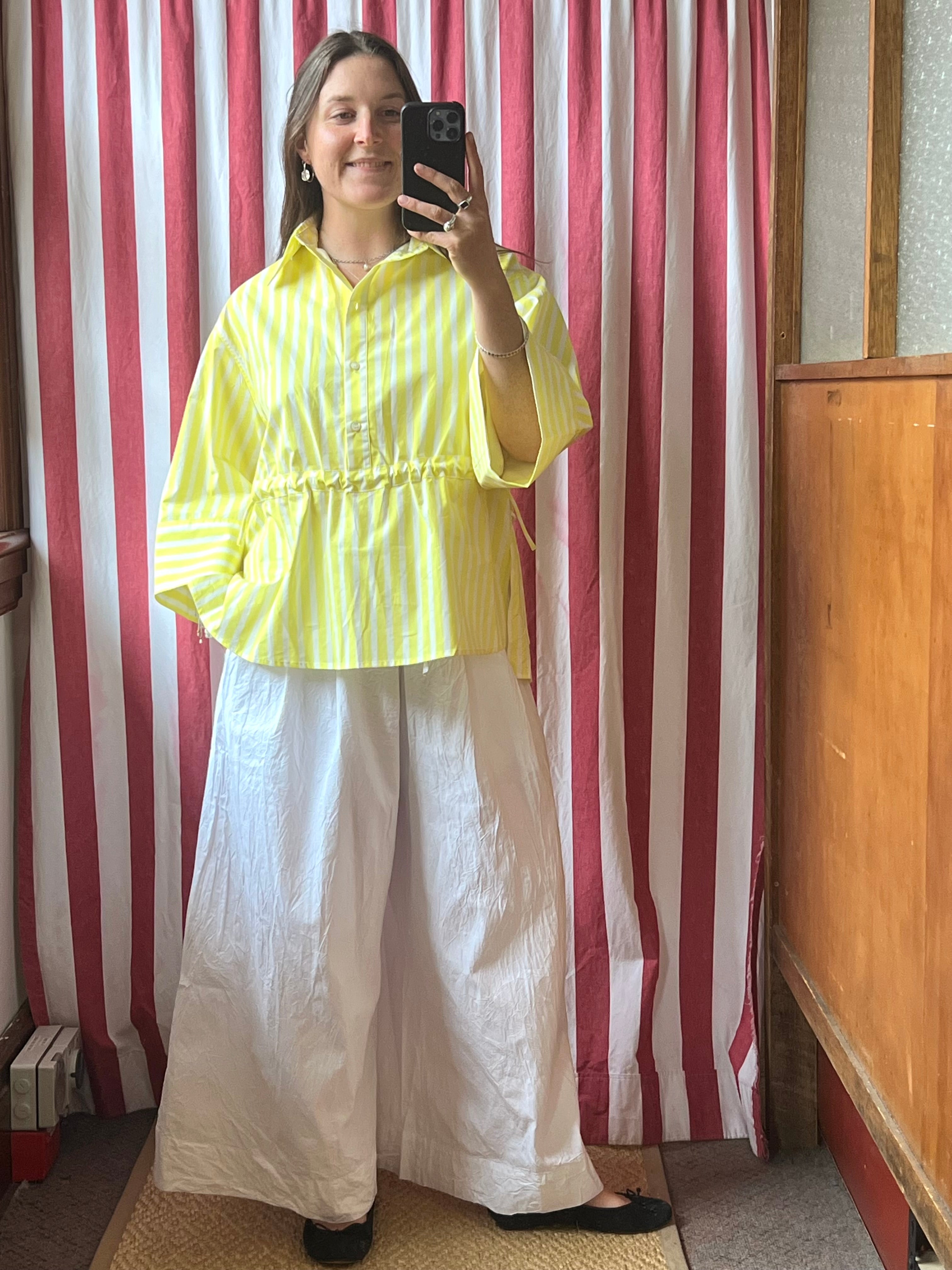 Emily Shirt | Lemon Stripe poplin