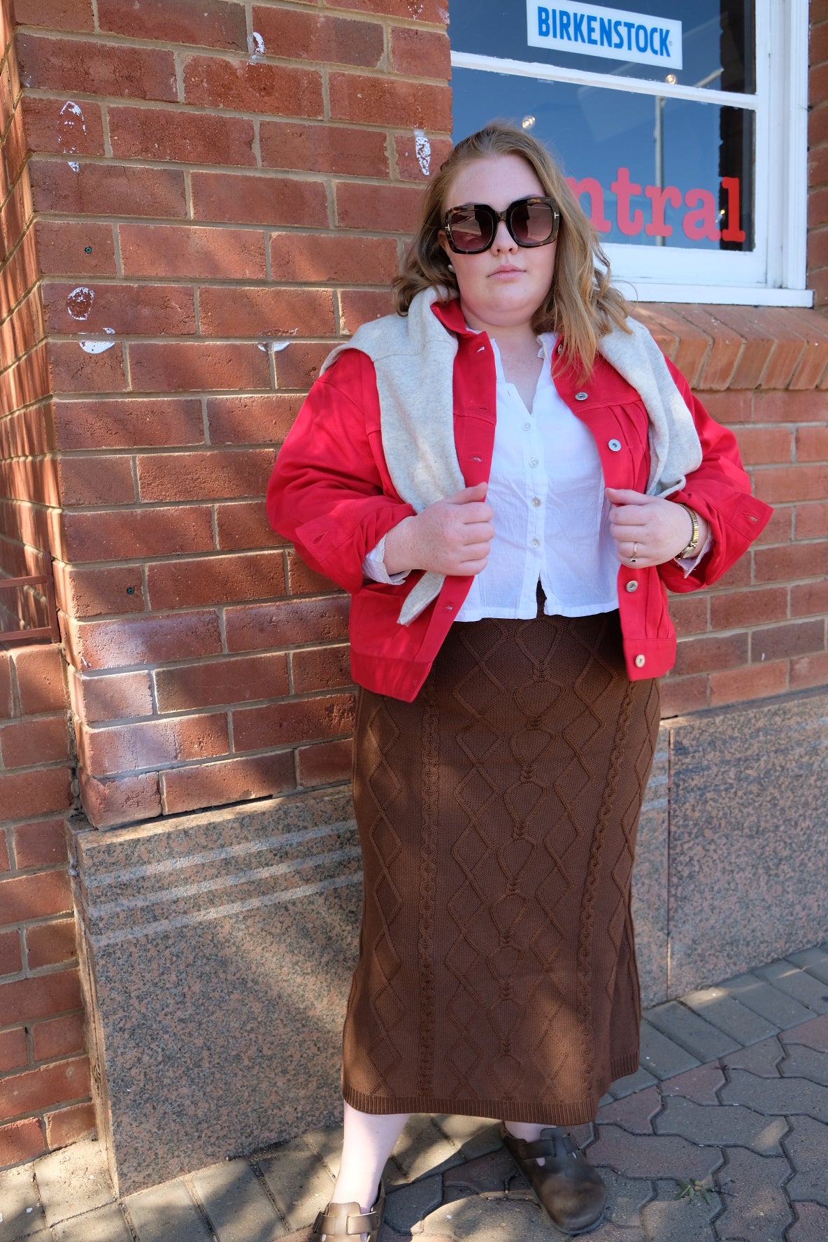 HEART CABLE MAXI SKIRT - Walnut