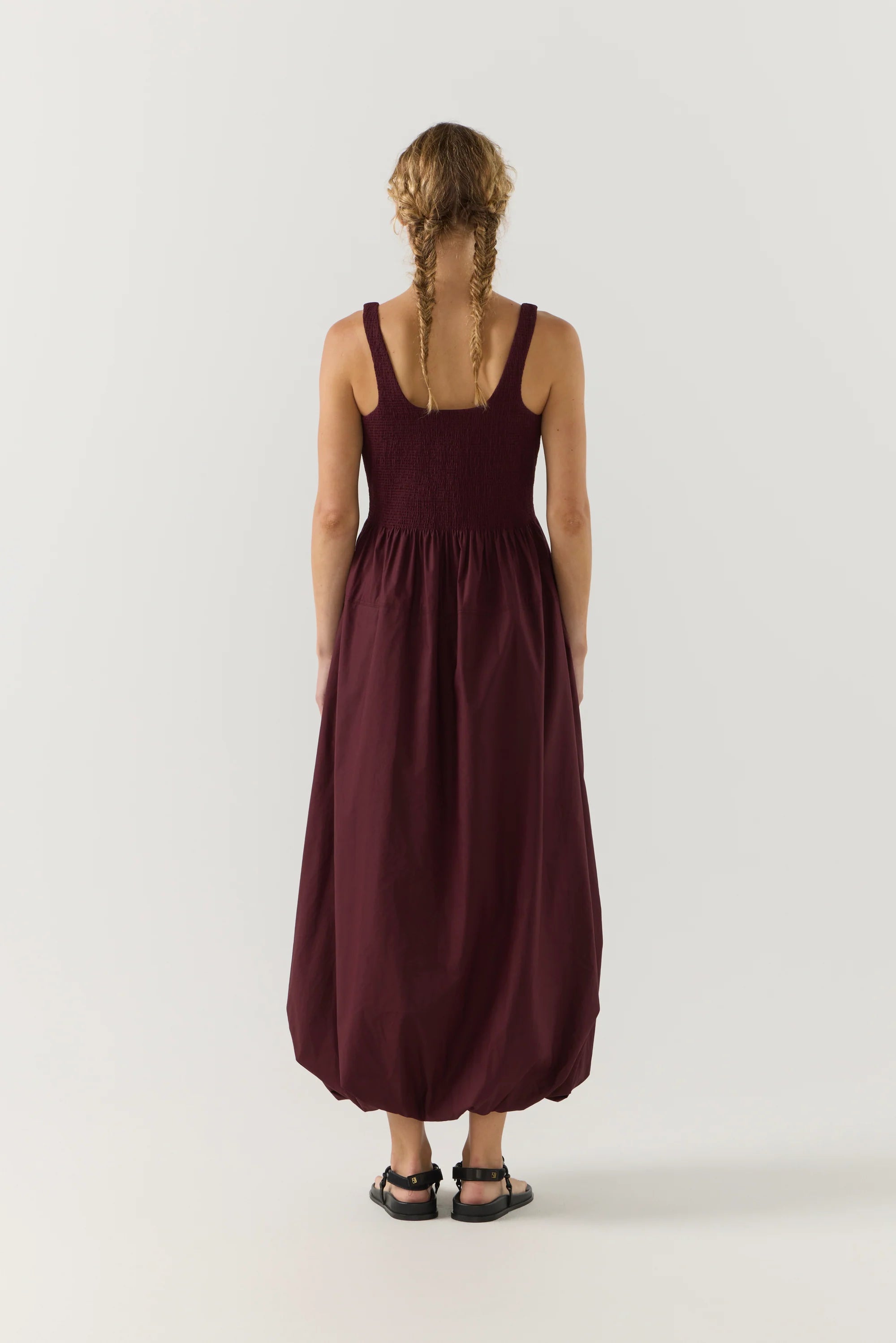 Asha Dress | Burgundy Poplin