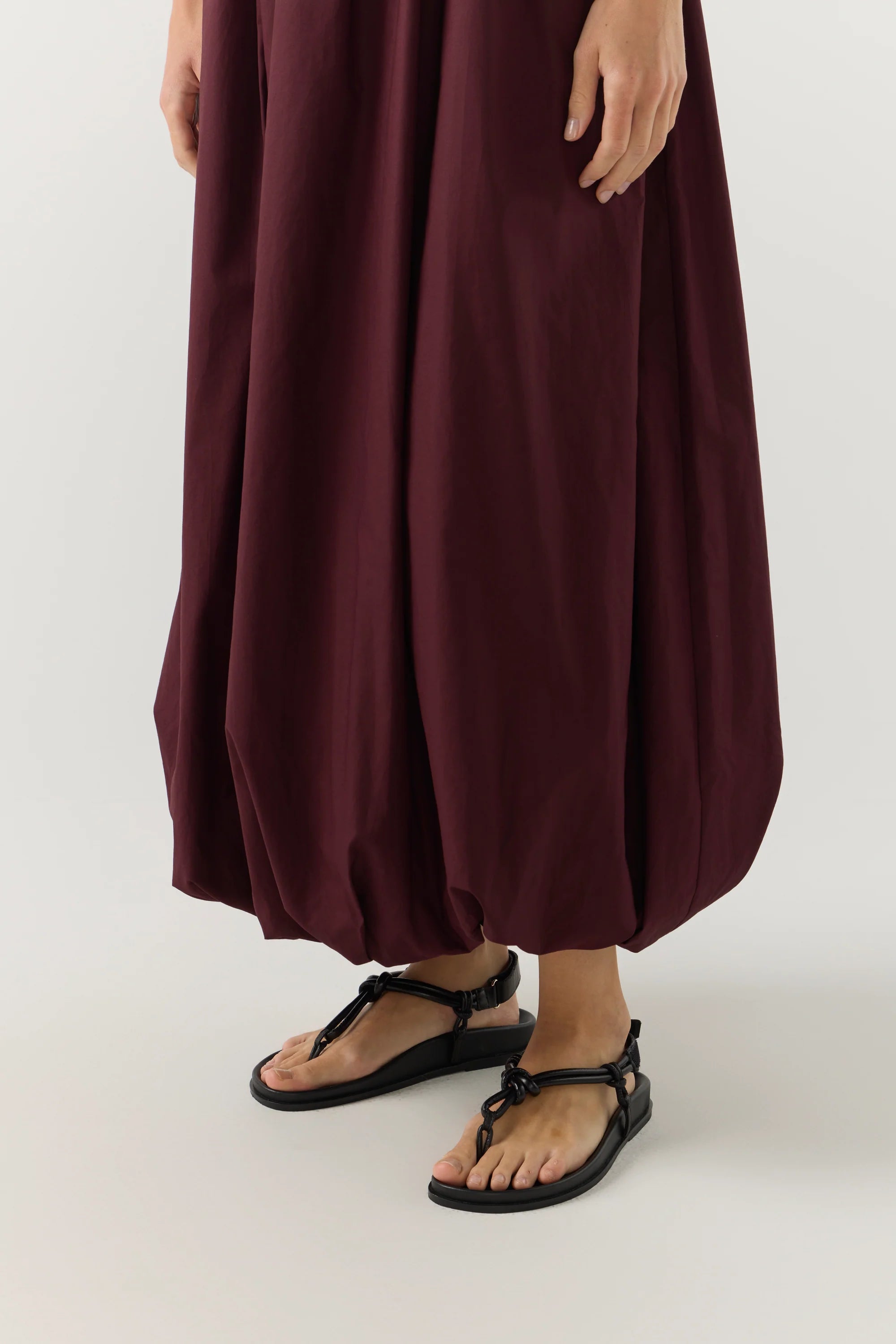 Asha Dress | Burgundy Poplin