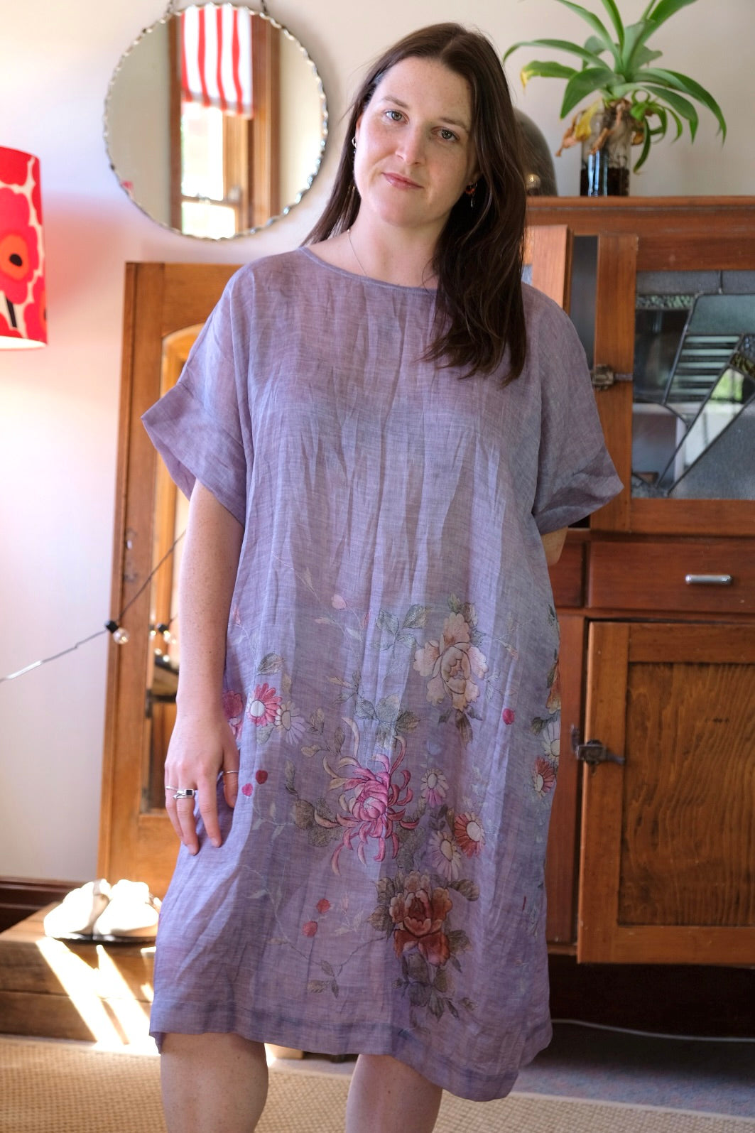 Peony Tunic/Dress Floral Print - Grey