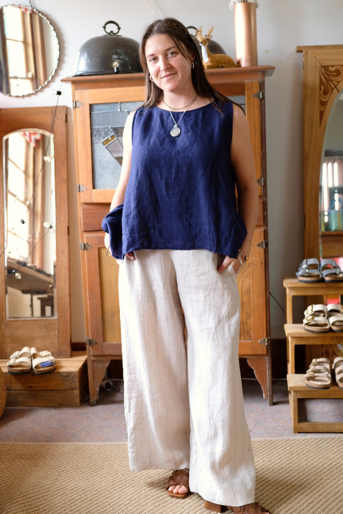 Taji Top - Linen - Indigo