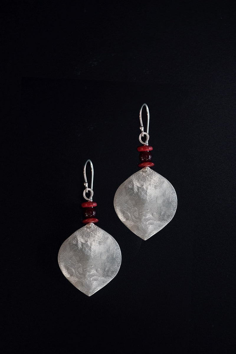 Drop coral bead earrings
