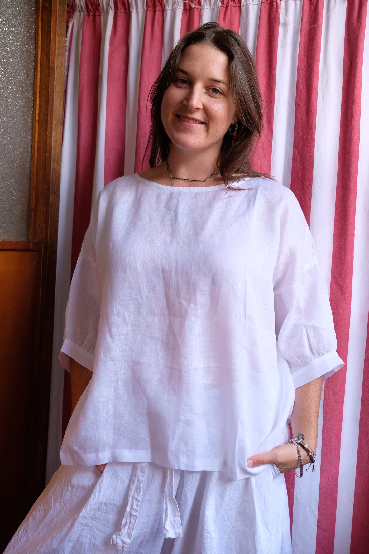 Jane top - white linen