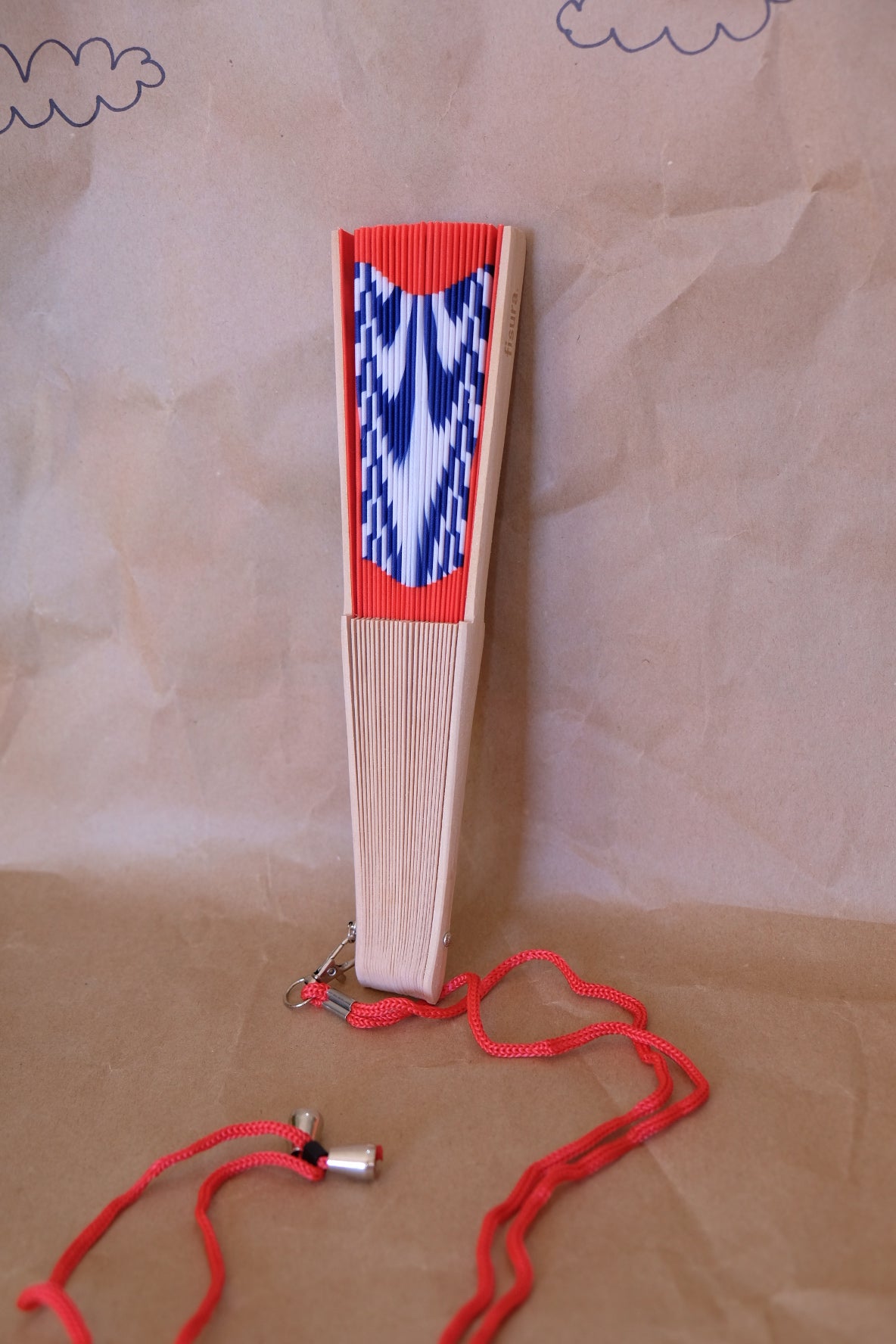 Folding Hand Fan - Red & Blue Stripes