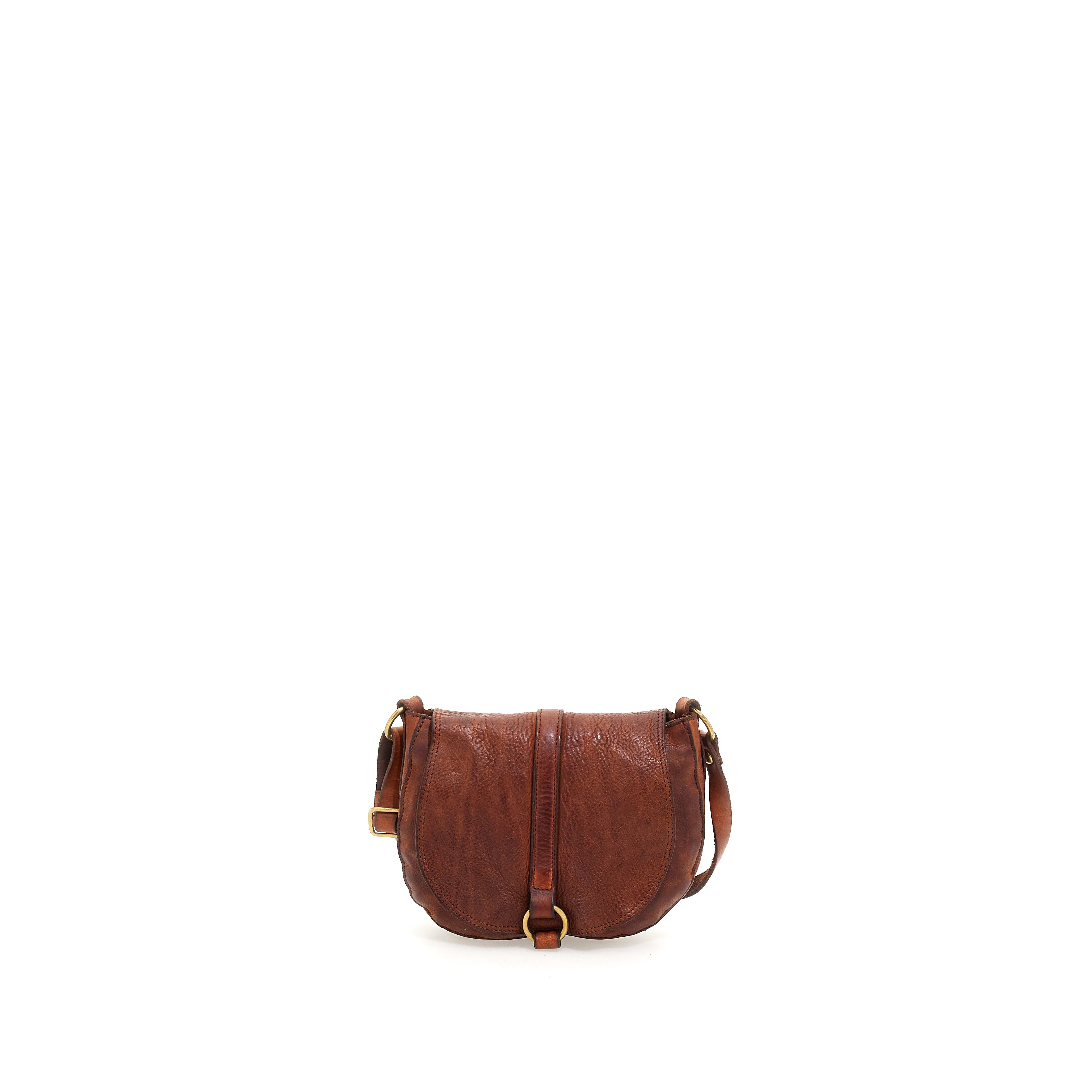 Eracle Crossbody bag with Brass Ring - Cognac
