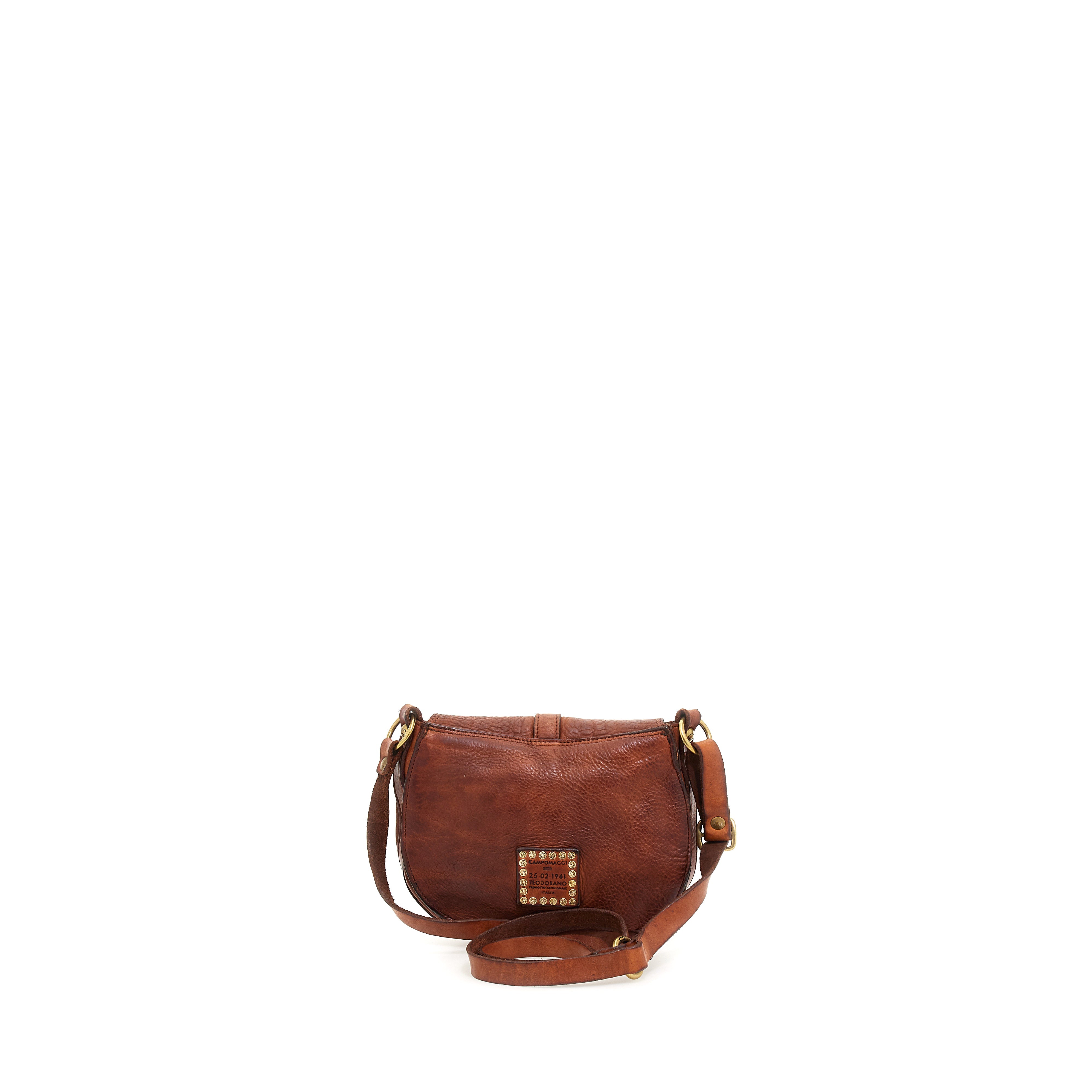 Eracle Crossbody bag with Brass Ring - Cognac