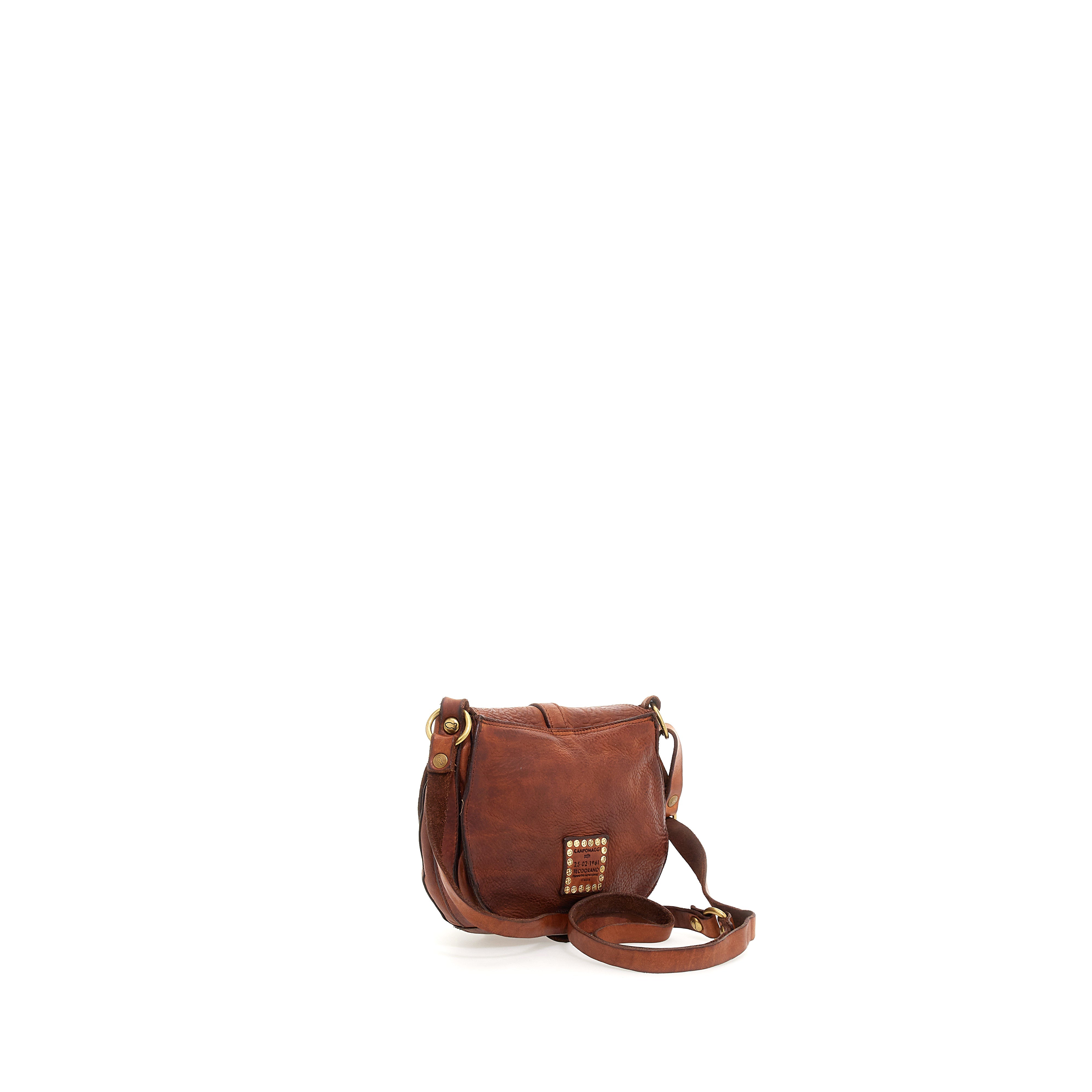 Eracle Crossbody bag with Brass Ring - Cognac