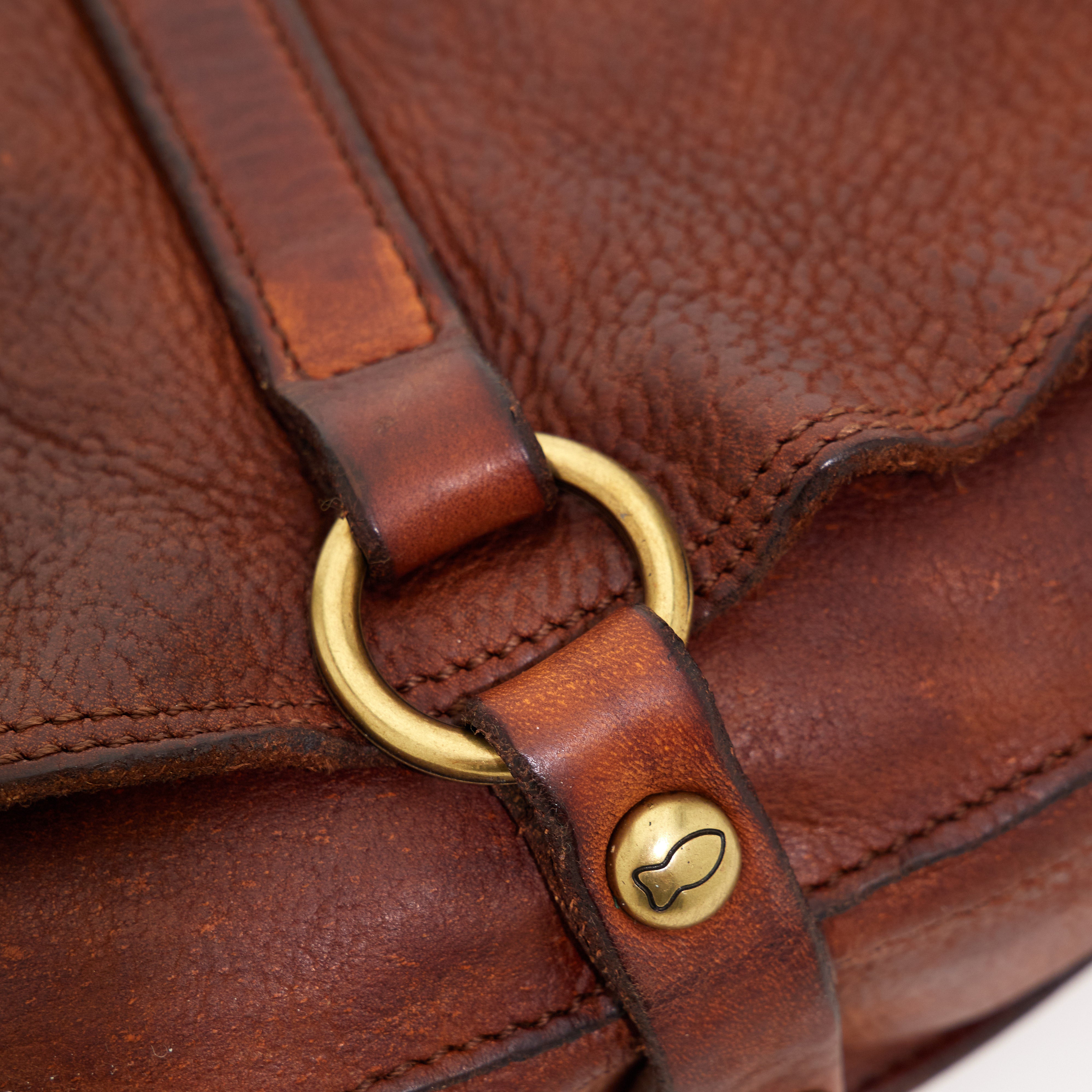 Eracle Crossbody bag with Brass Ring - Cognac