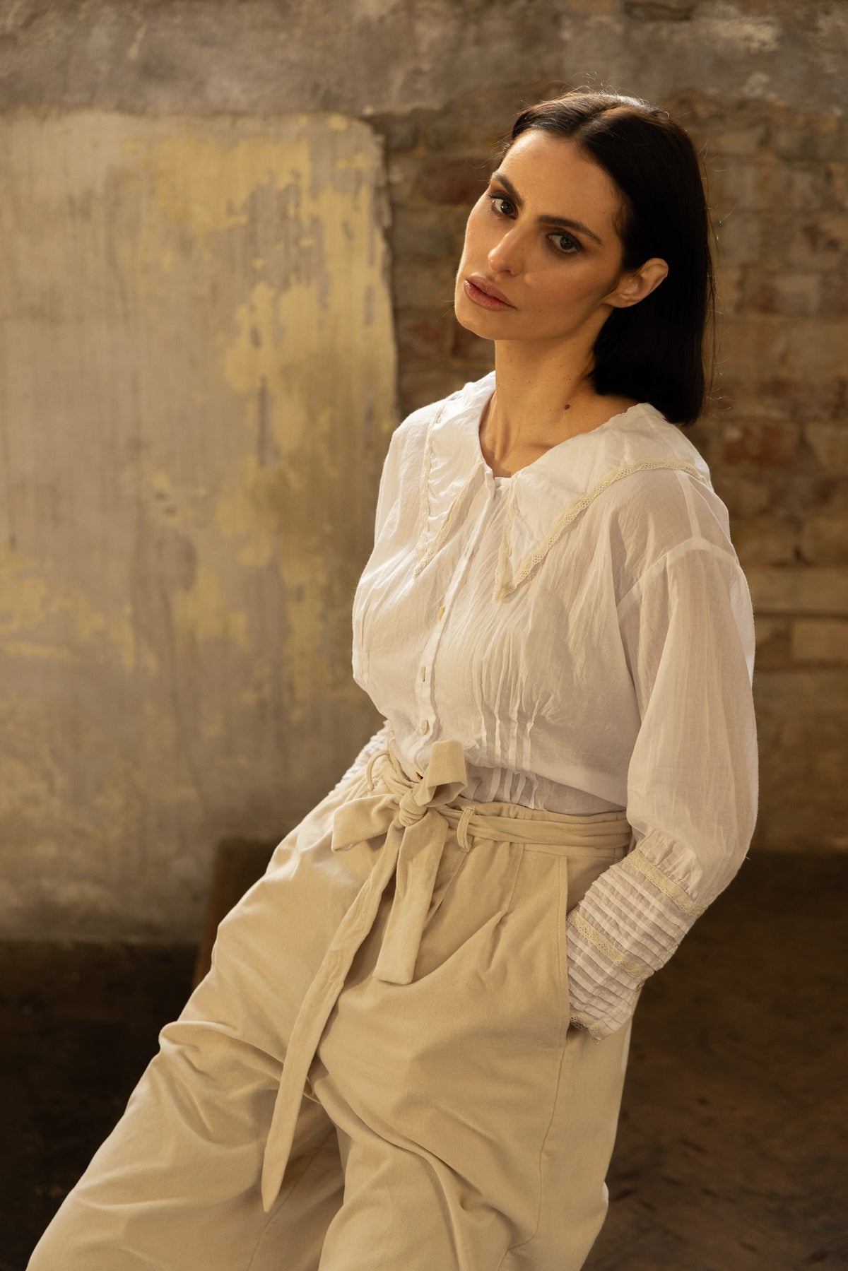 Harriet Trouser - Cotton Velvet - Fawn