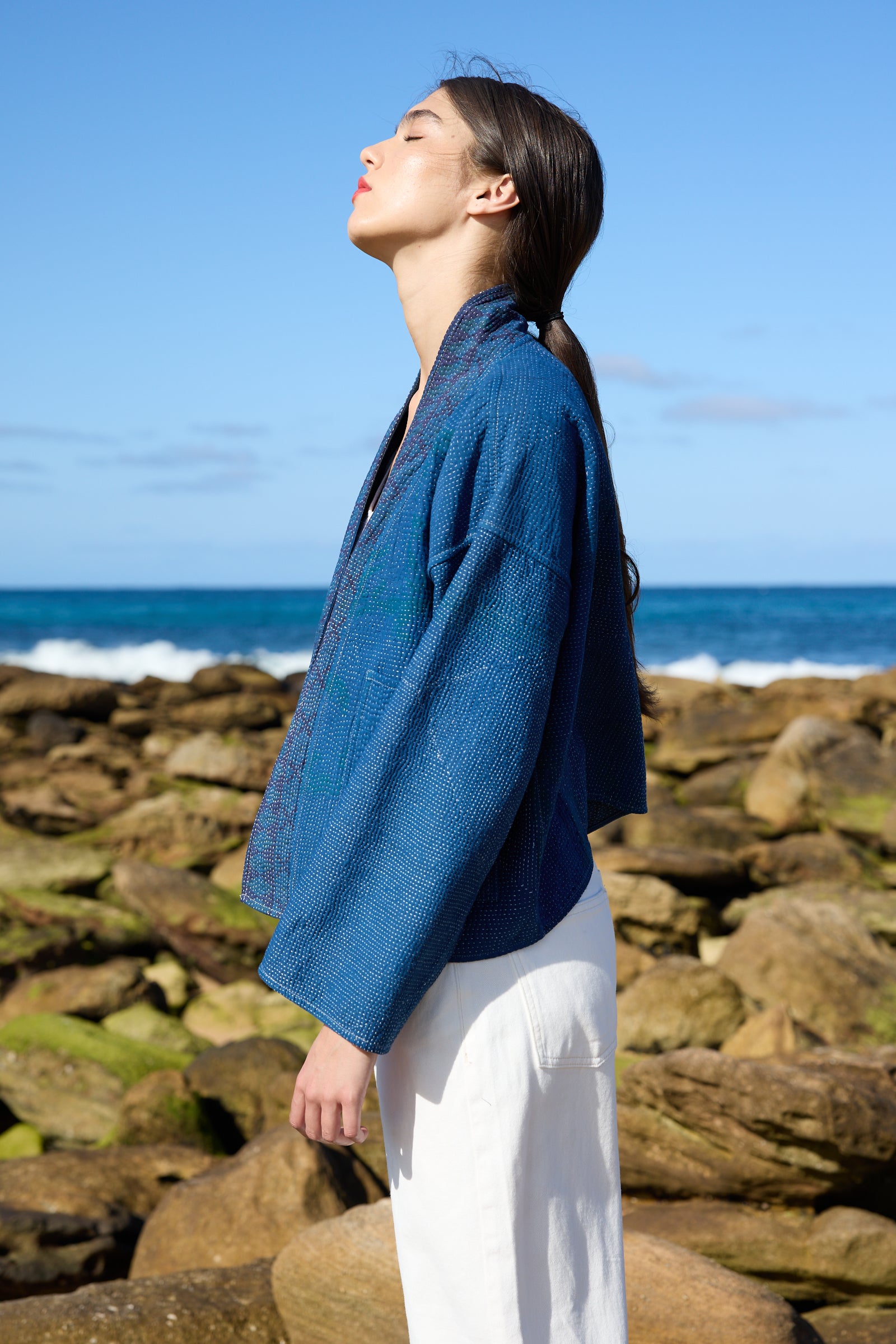 Reversible Kantha Jacket with Patch Pockets