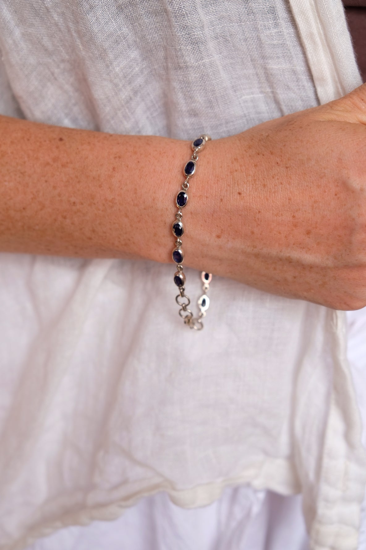 Sapphire and silver bracelet