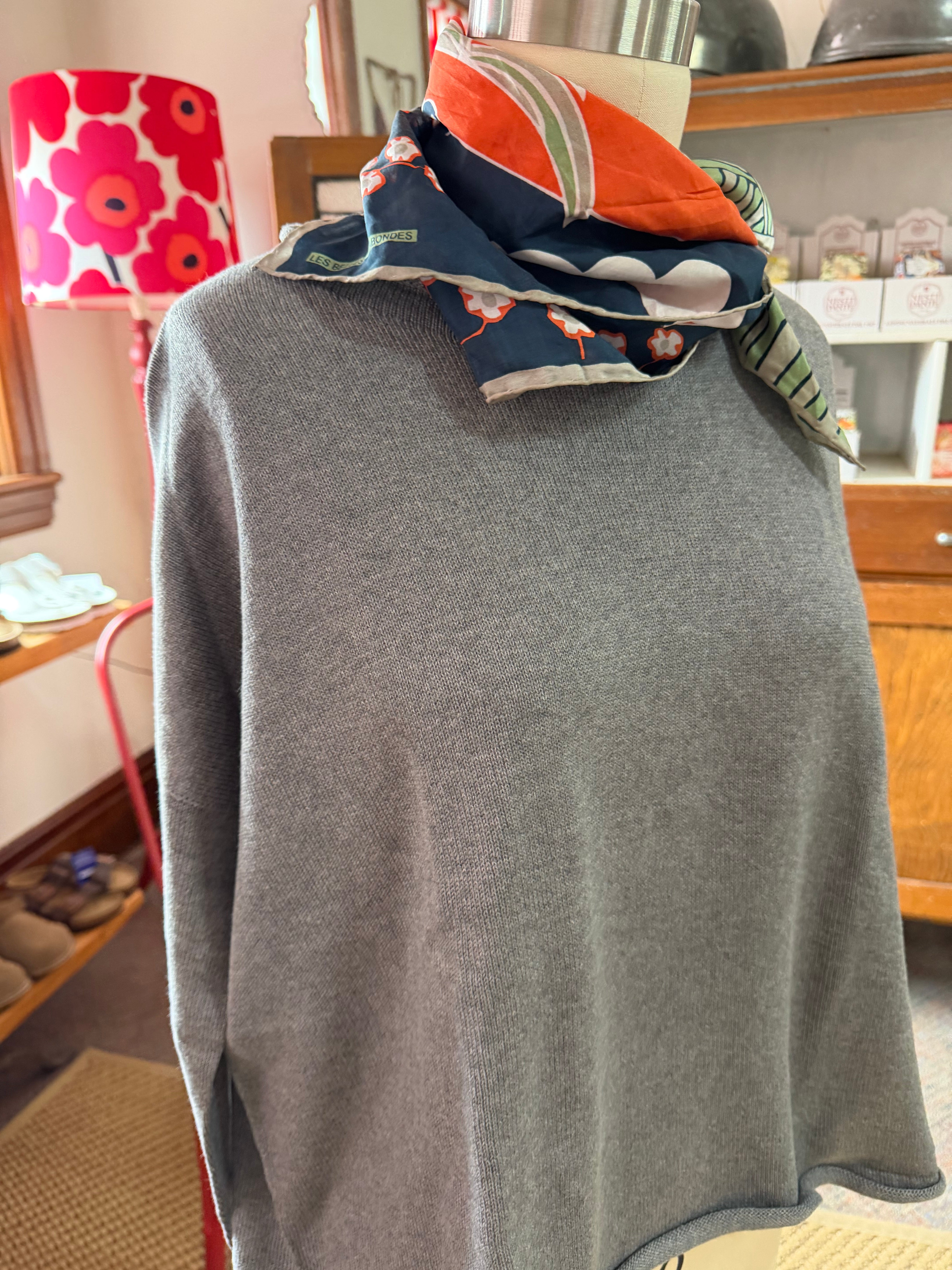 organic cotton curled edge knit - grey