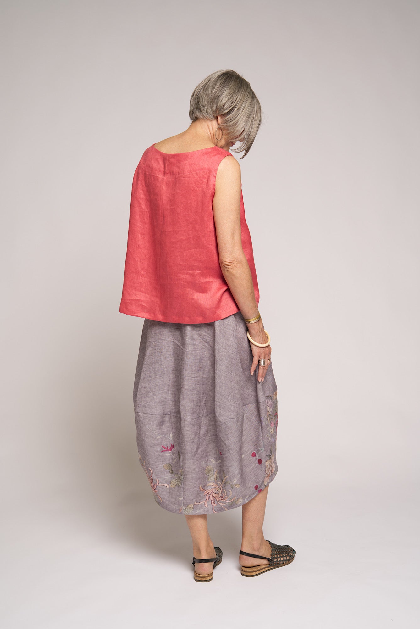 Tilly Skirt Floral Print - Grey