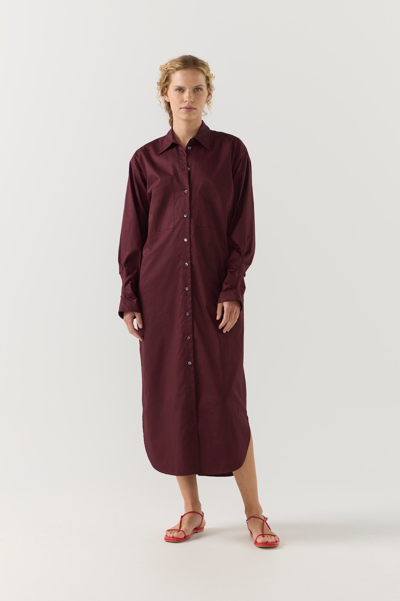 Dolly Dress | Burgundy poplin