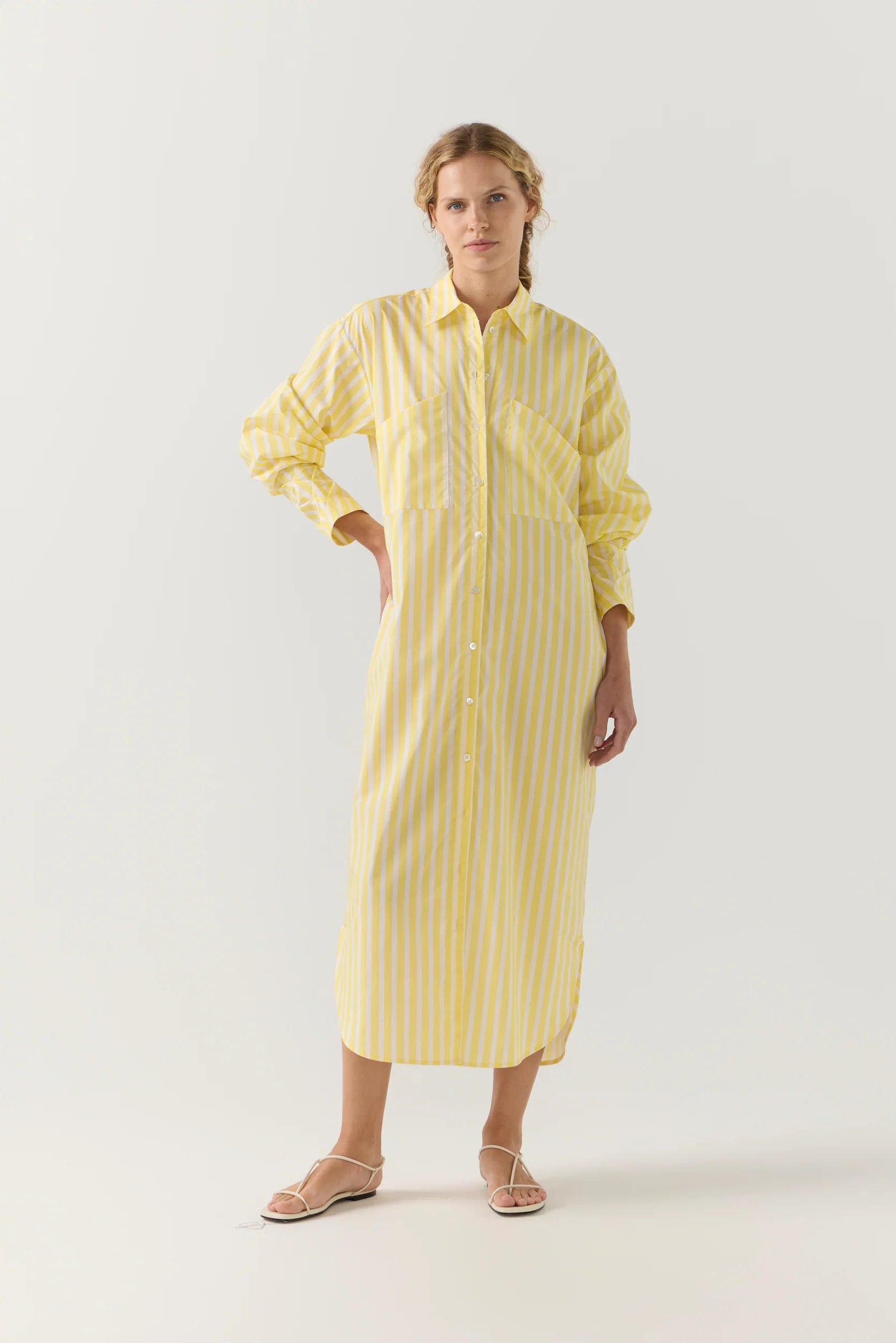 Dolly Dress | Lemon Stripe Poplin