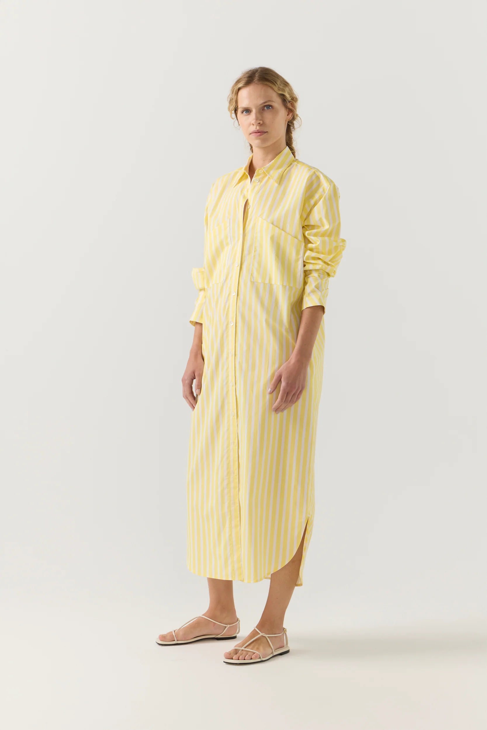 Dolly Dress | Lemon Stripe Poplin
