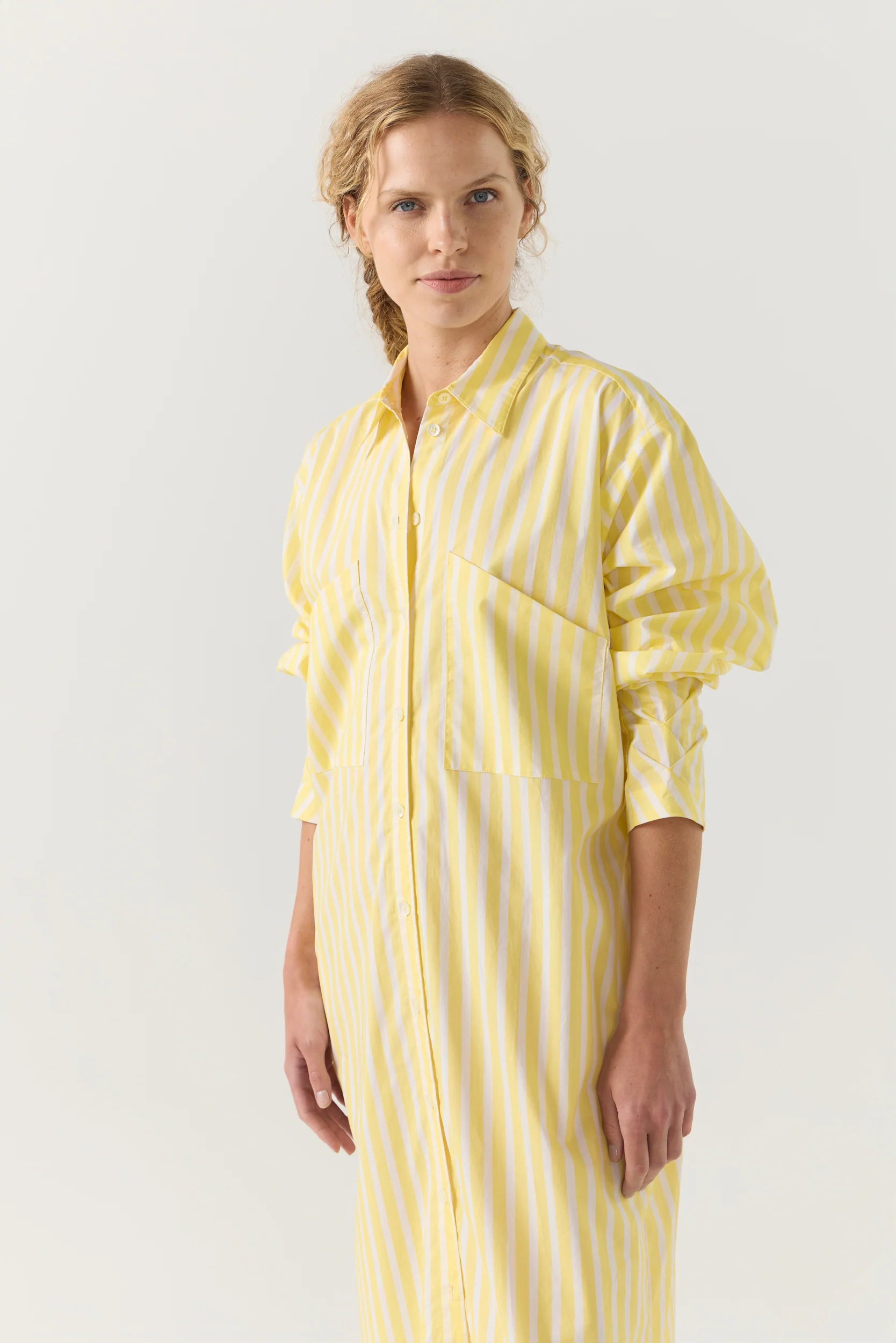 Dolly Dress | Lemon Stripe Poplin
