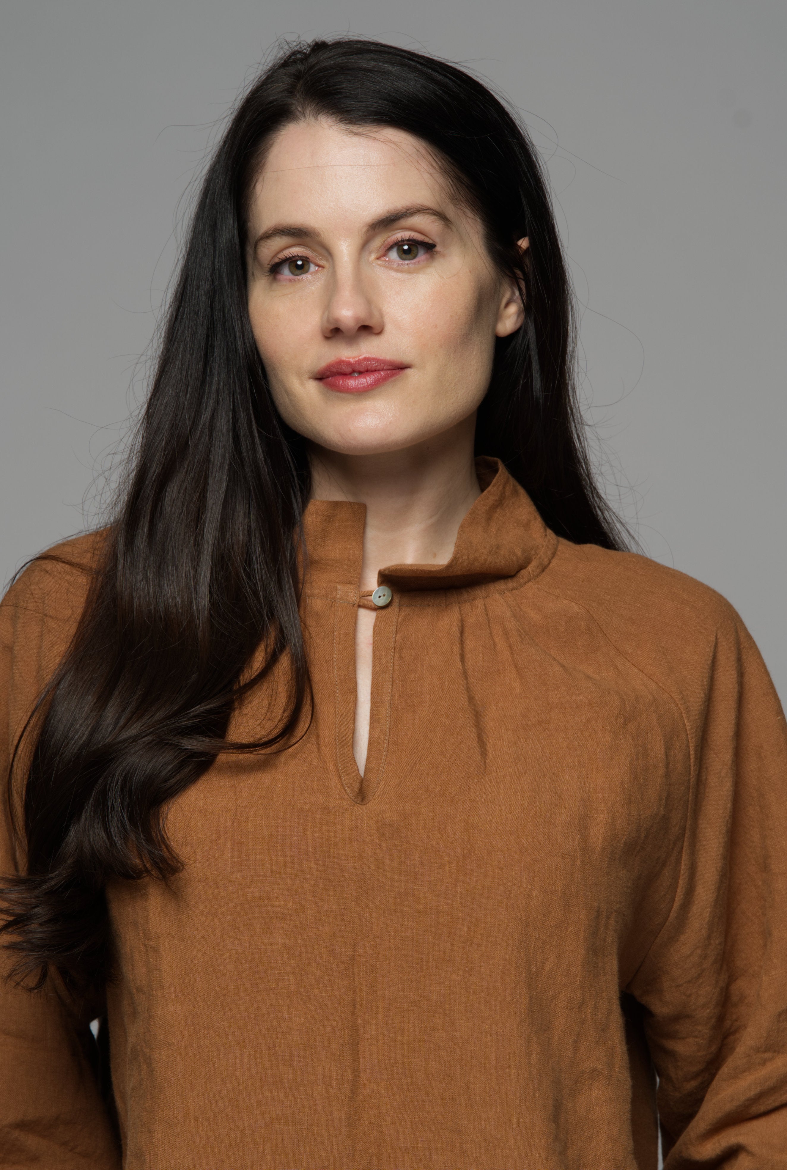 Aurora linen twill Smock - tobacco