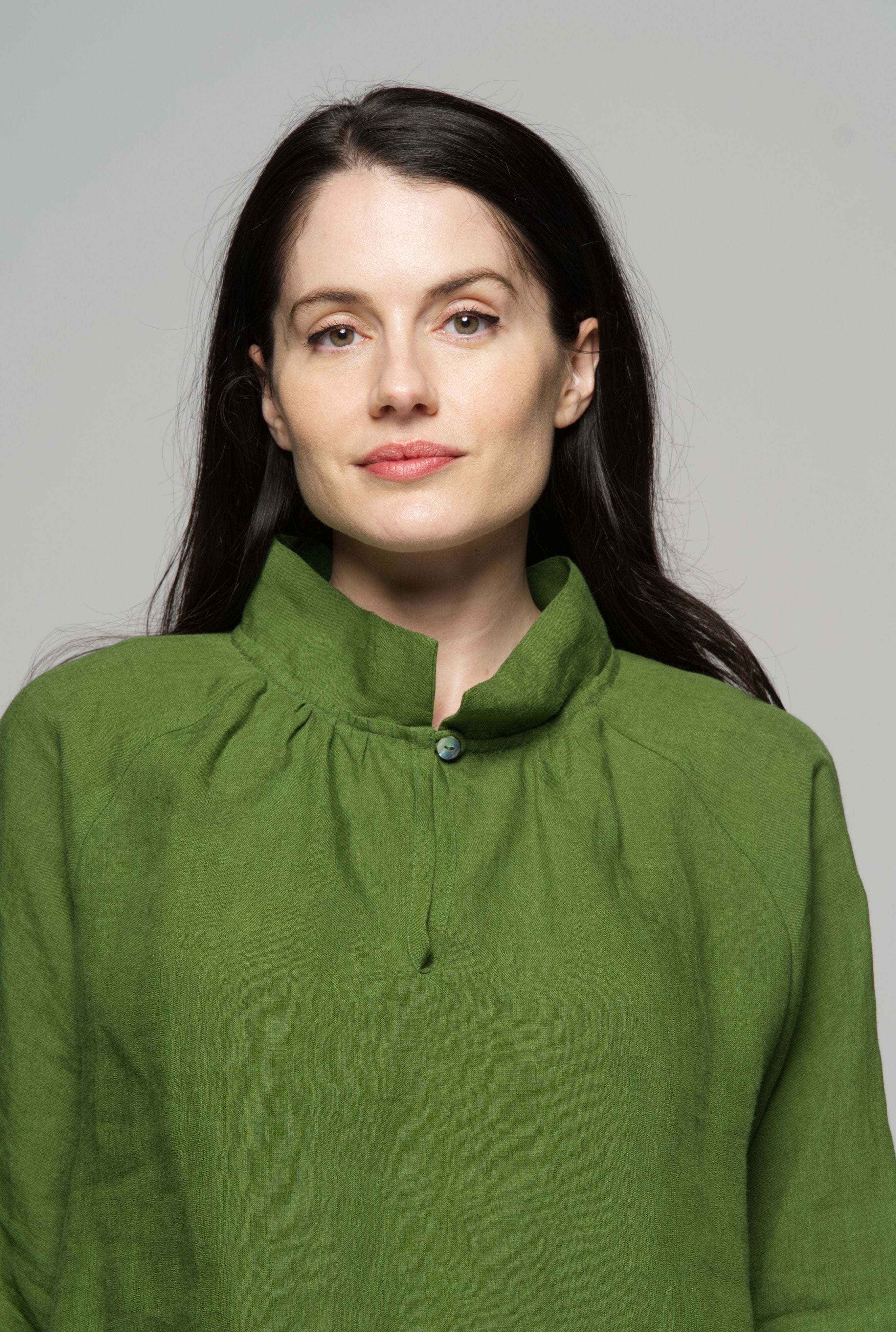Aurora linen twill Smock - forest