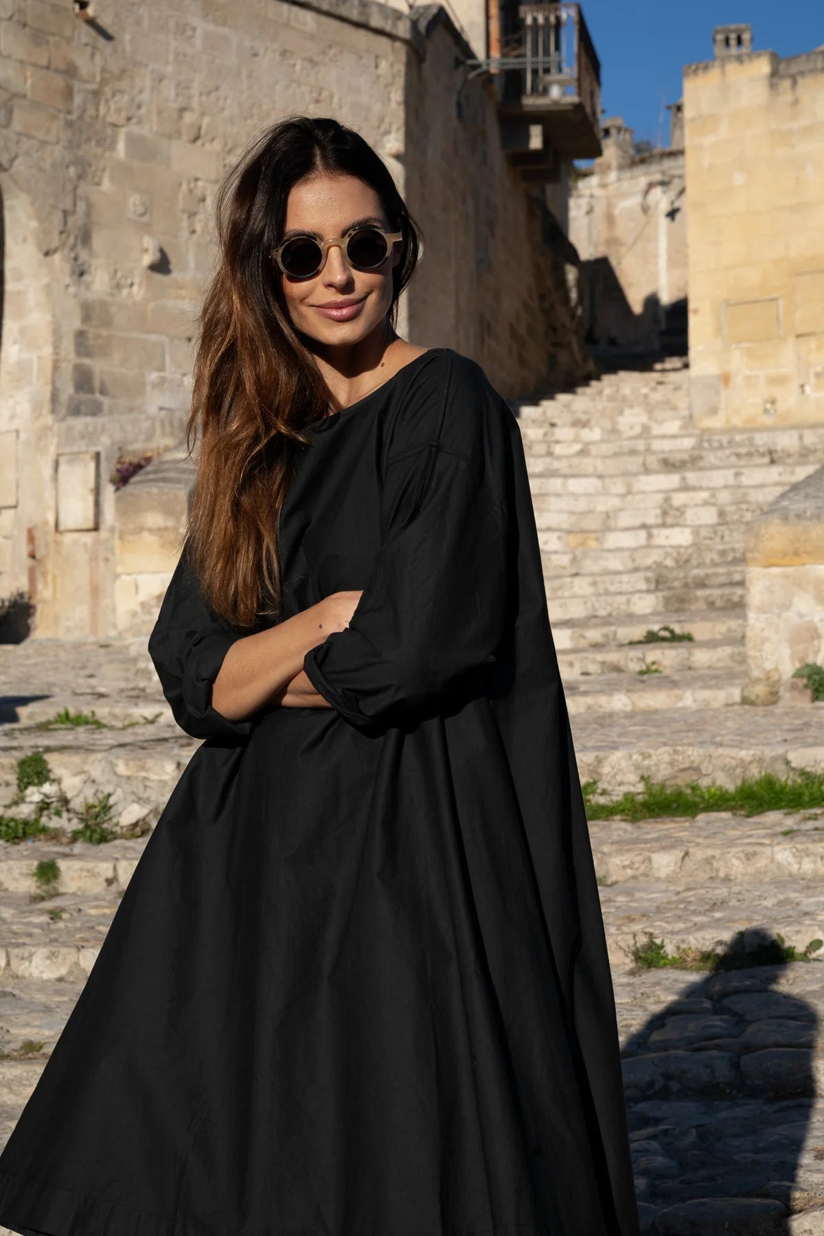 Dominique Dress Cotton Twill - Black