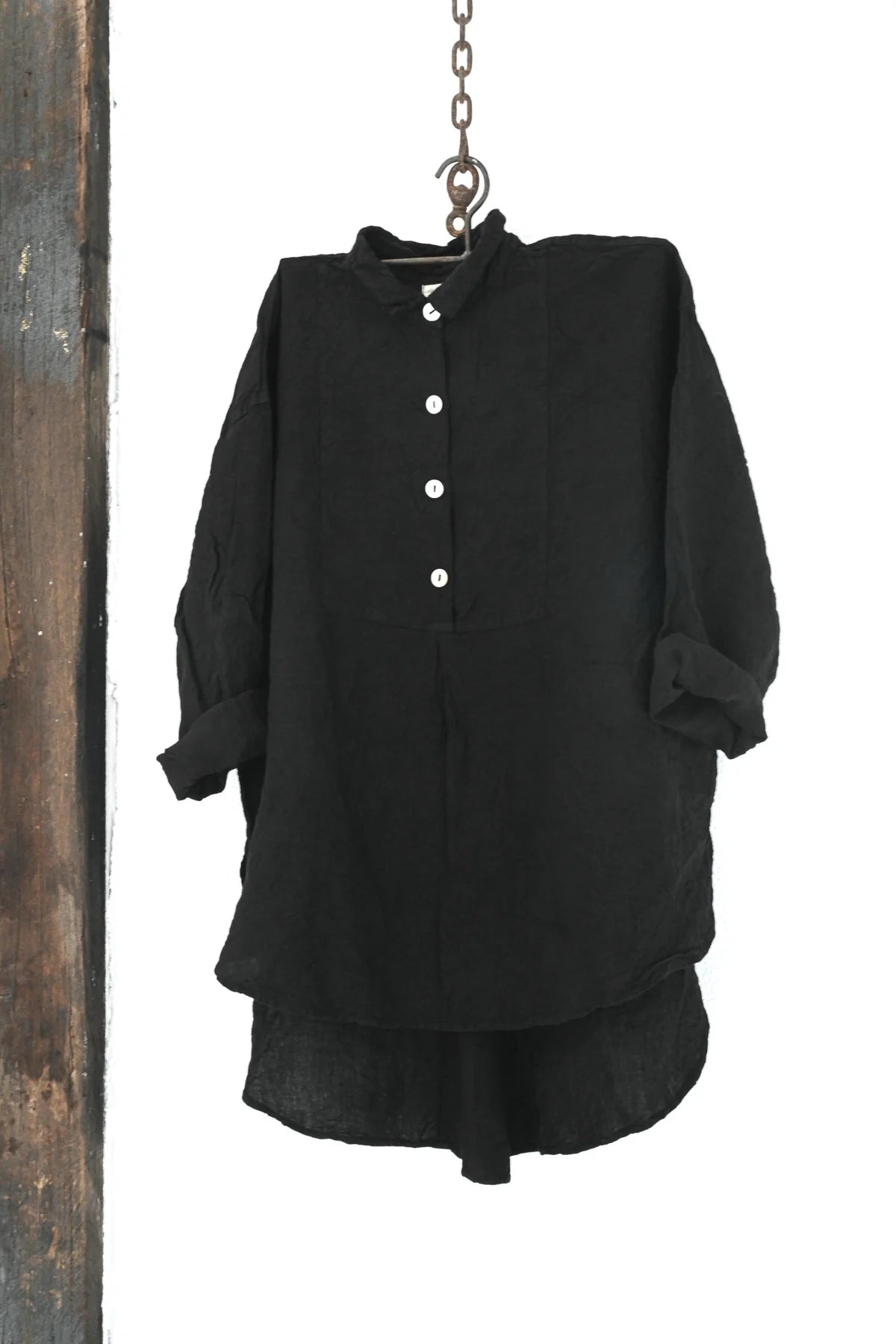 Tuxedo linen Shirt - Black