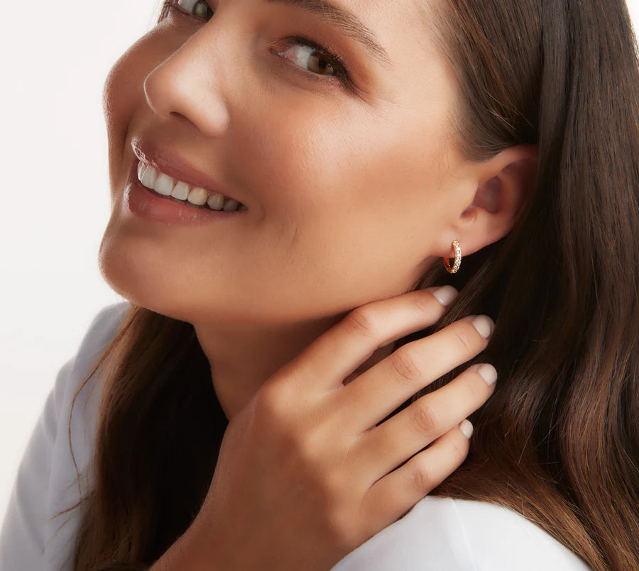 Sibyl Rose Gold Plate CZ Baby Hoops