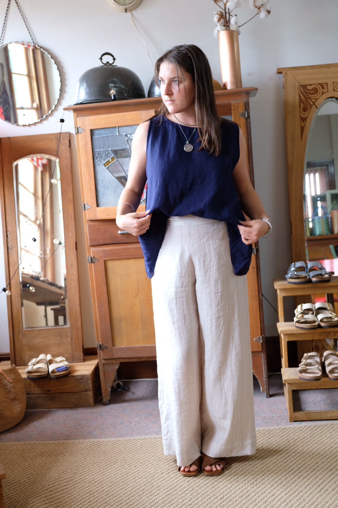 Taji Top - Linen - Indigo