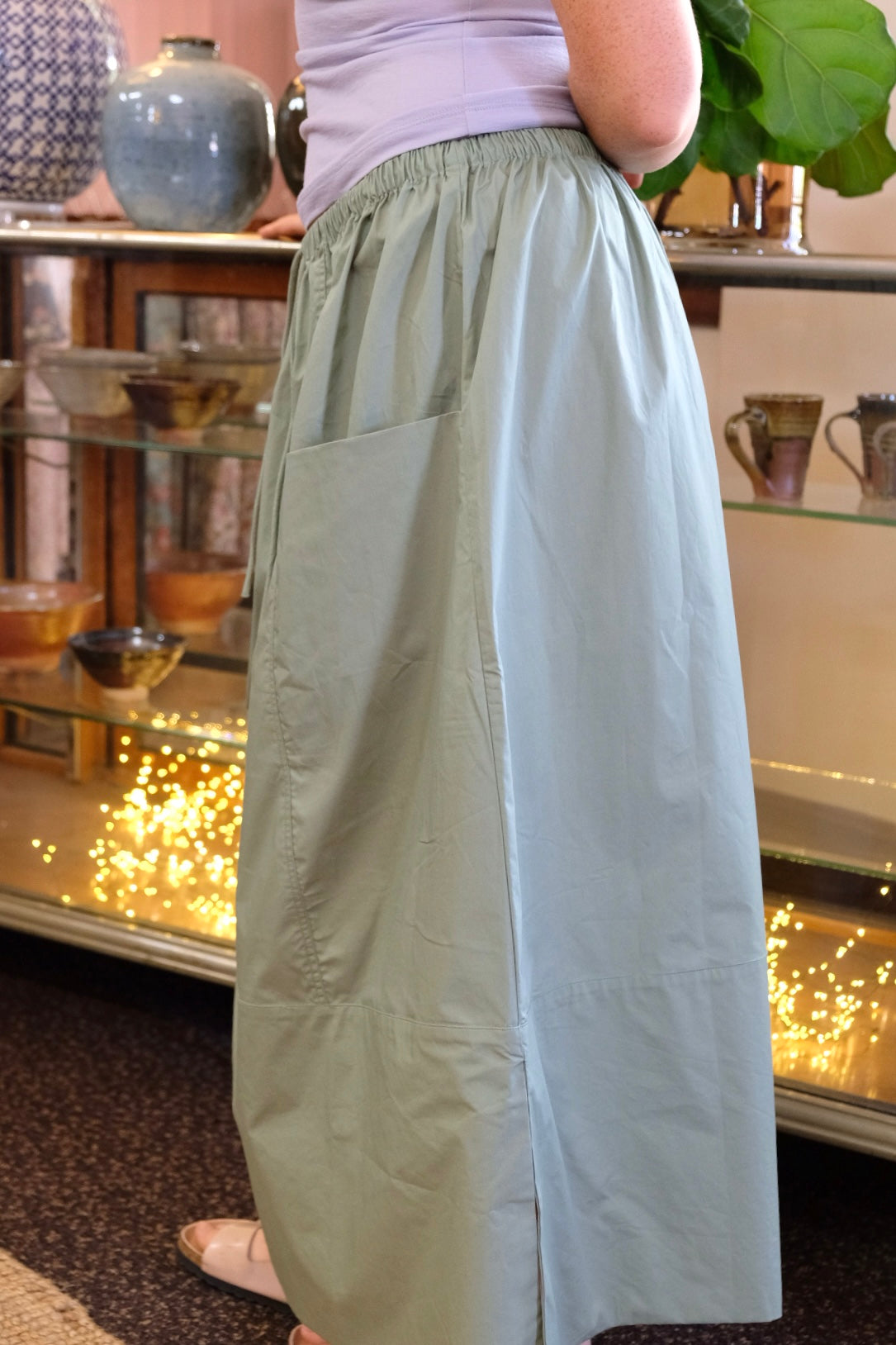 Ulla Skirt - Willow Green Poplin