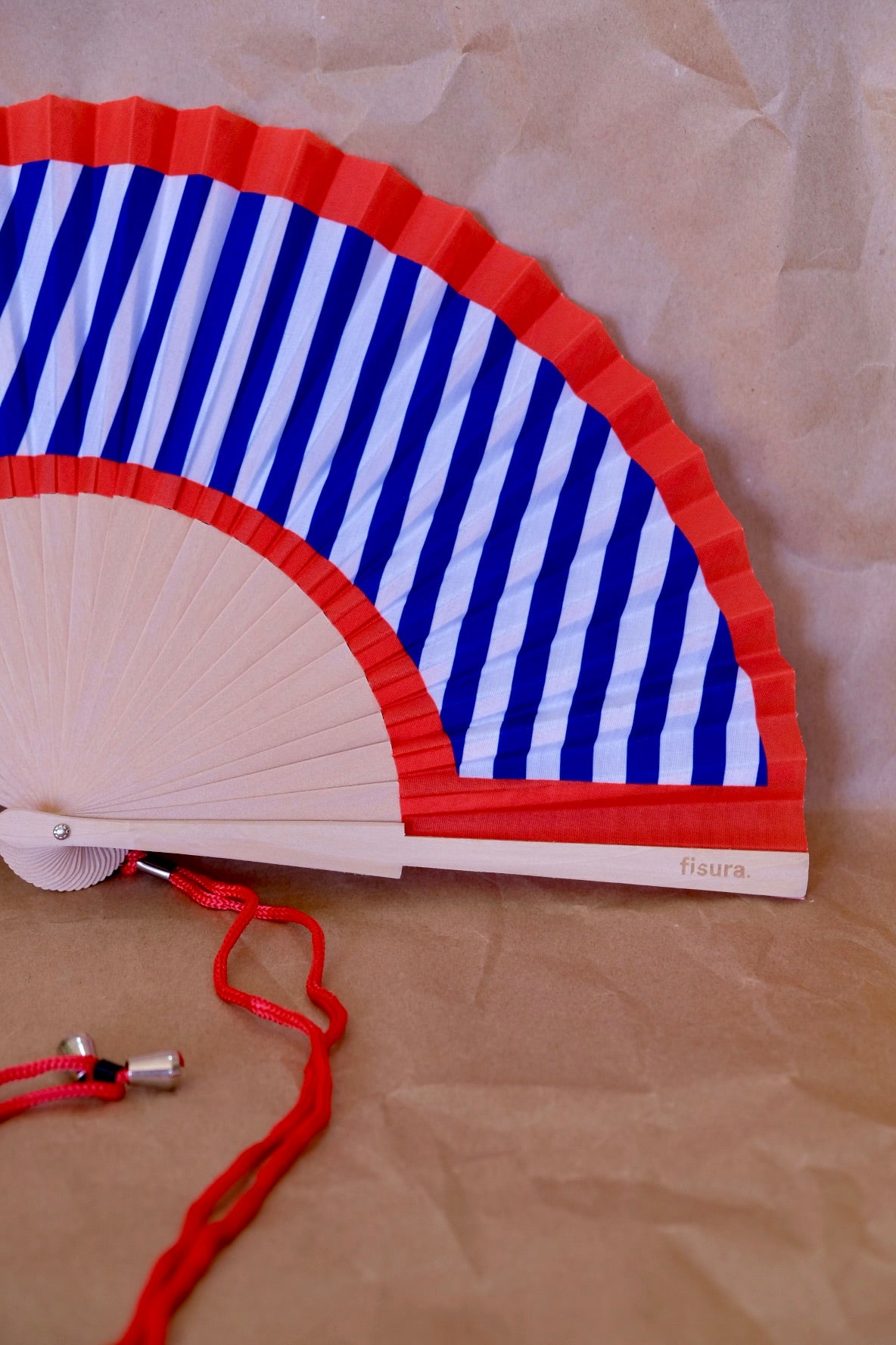Folding Hand Fan - Red & Blue Stripes