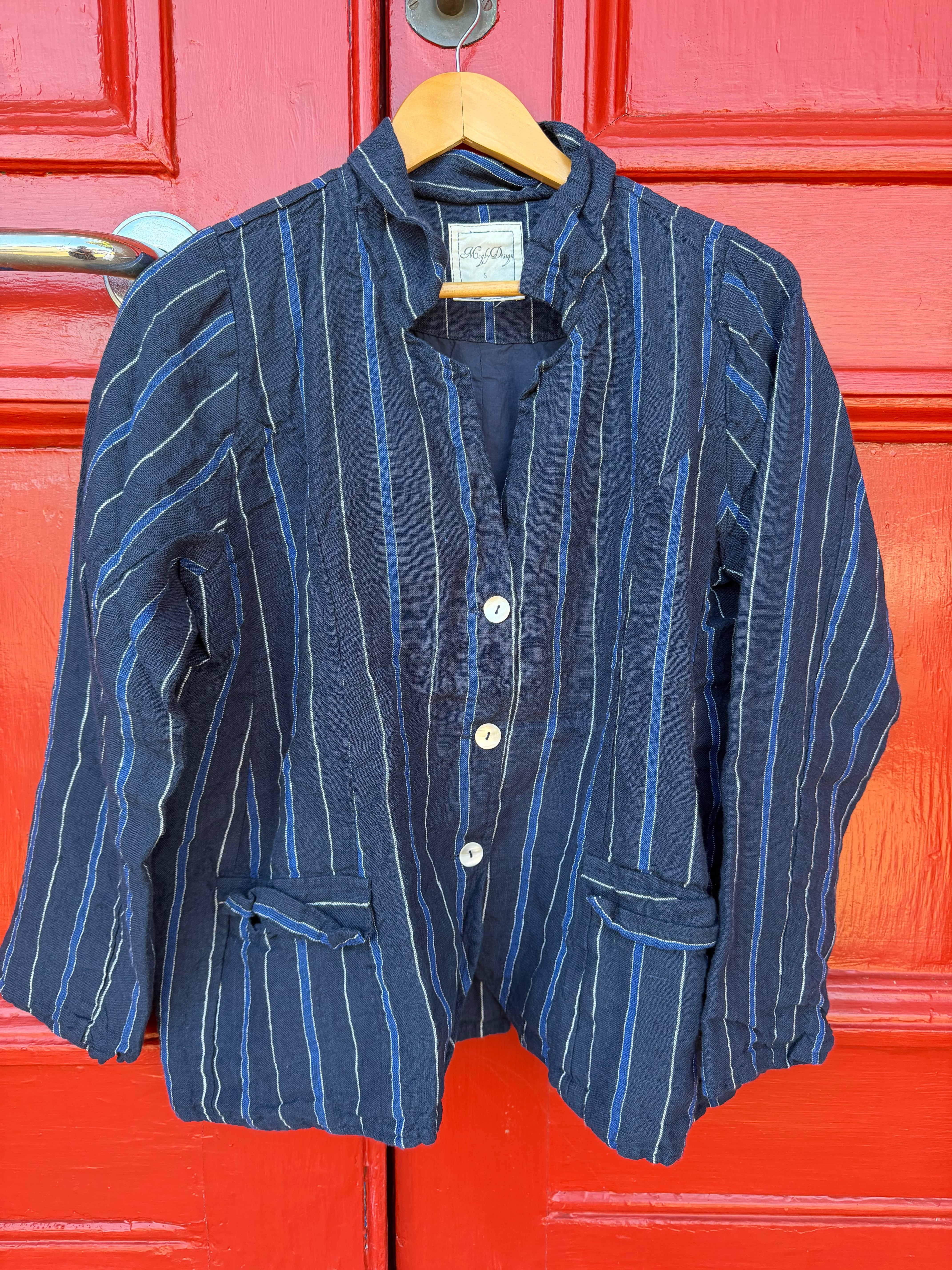Baridi Jacket - Linen - navy stripe
