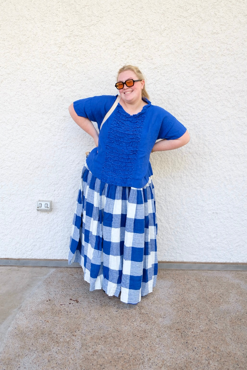 Jua Top - Linen - cobalt