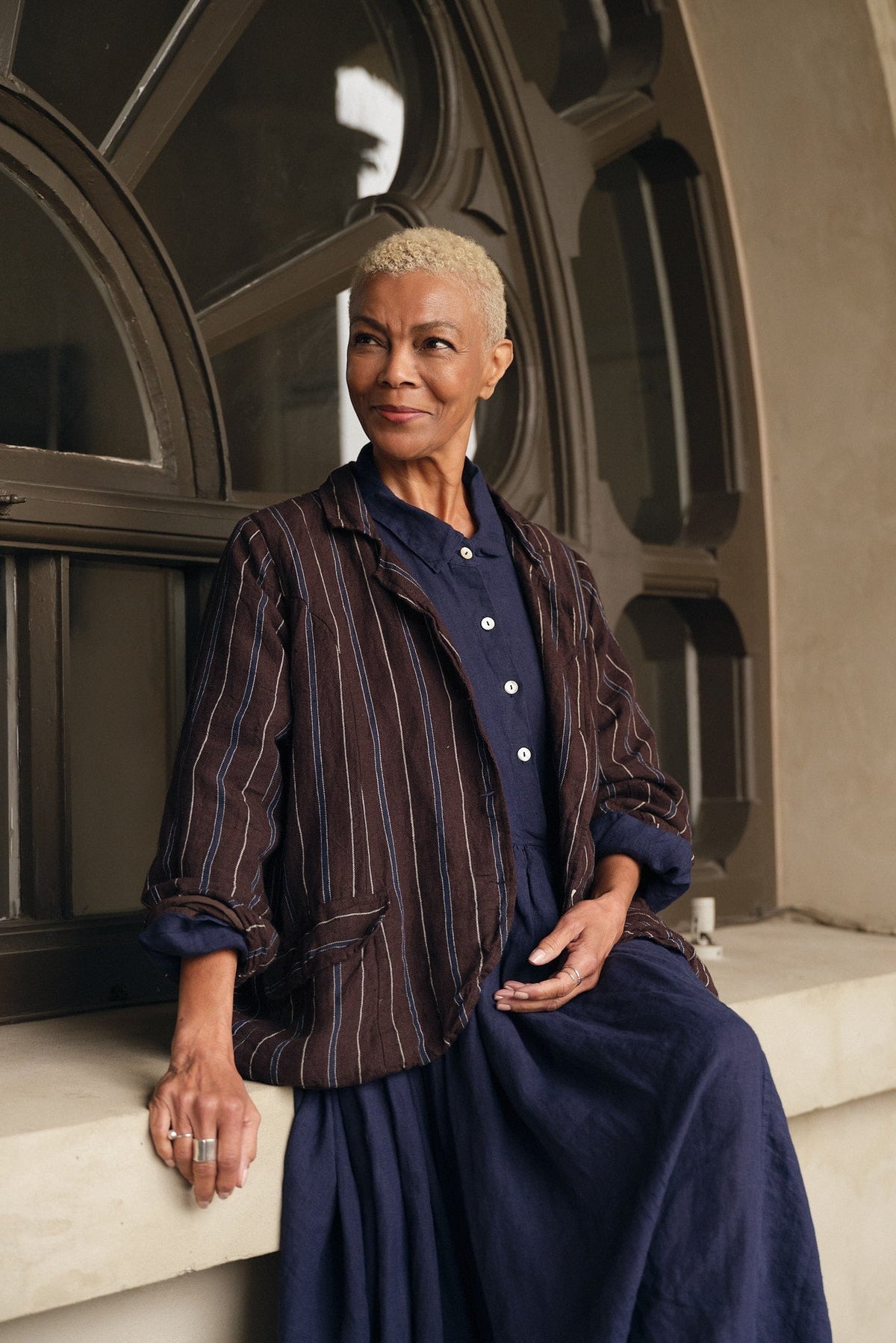 Baridi Jacket - Linen - brown stripe