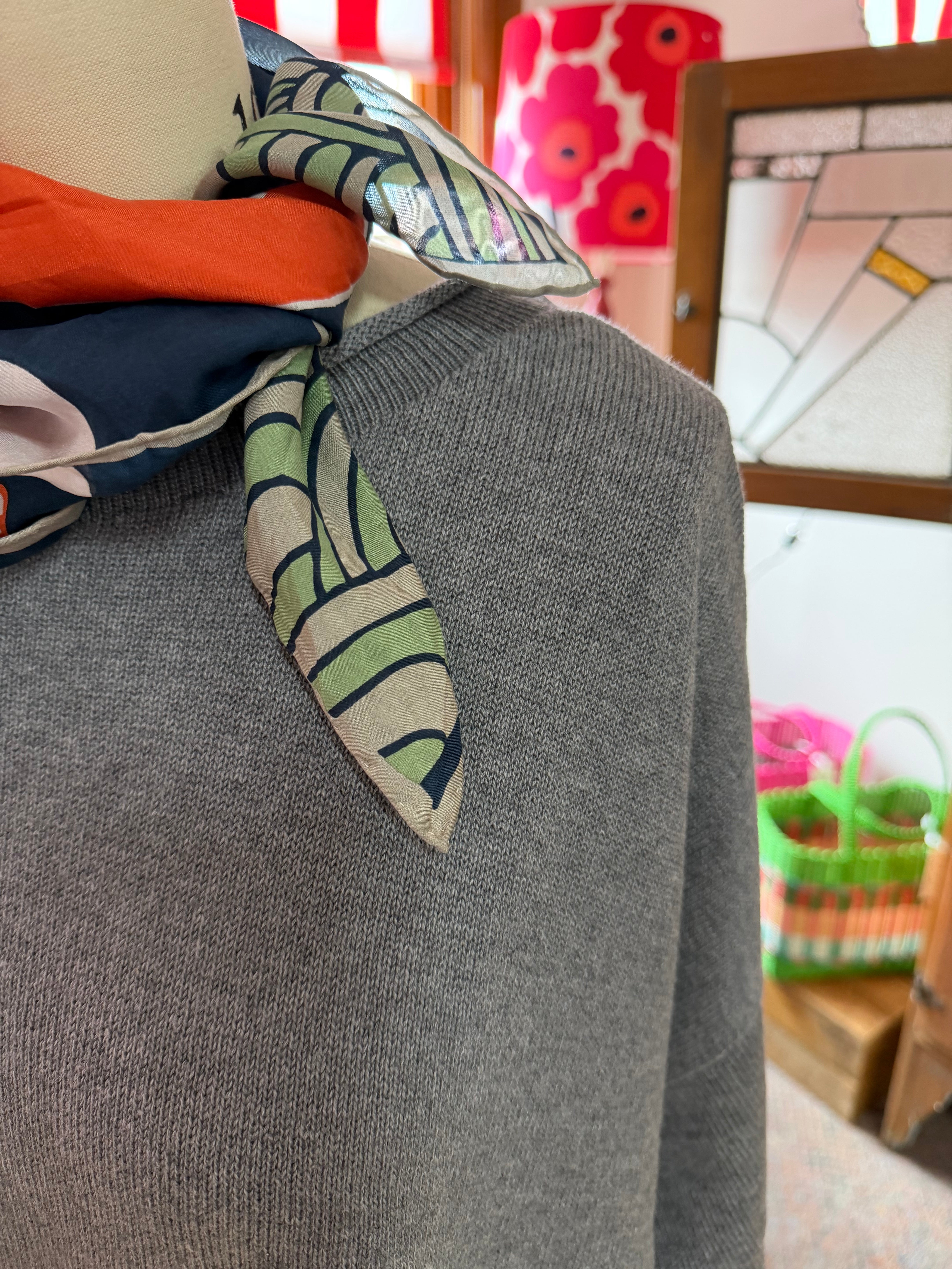 organic cotton curled edge knit - grey