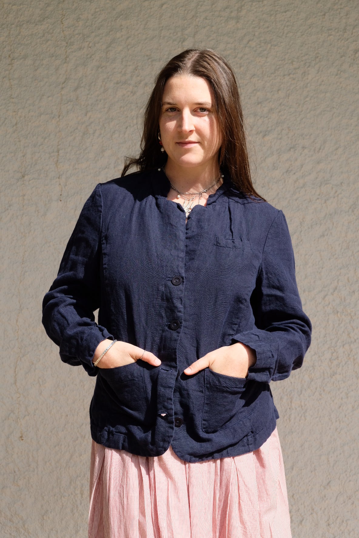 Lila Fitted Blazer - European Linen - Navy