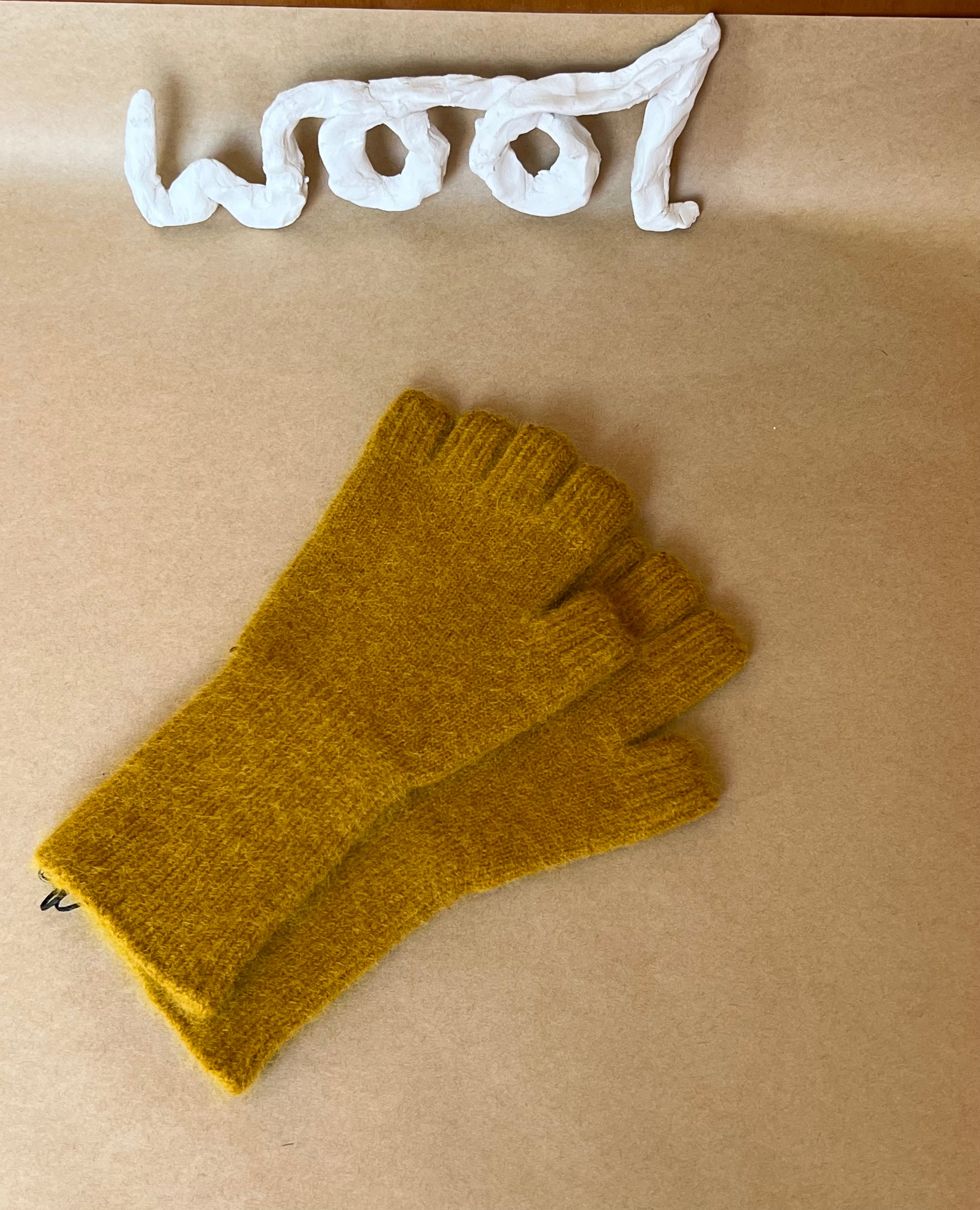 Angora/Lambswool Fingerless Gloves Medium Length Cuff