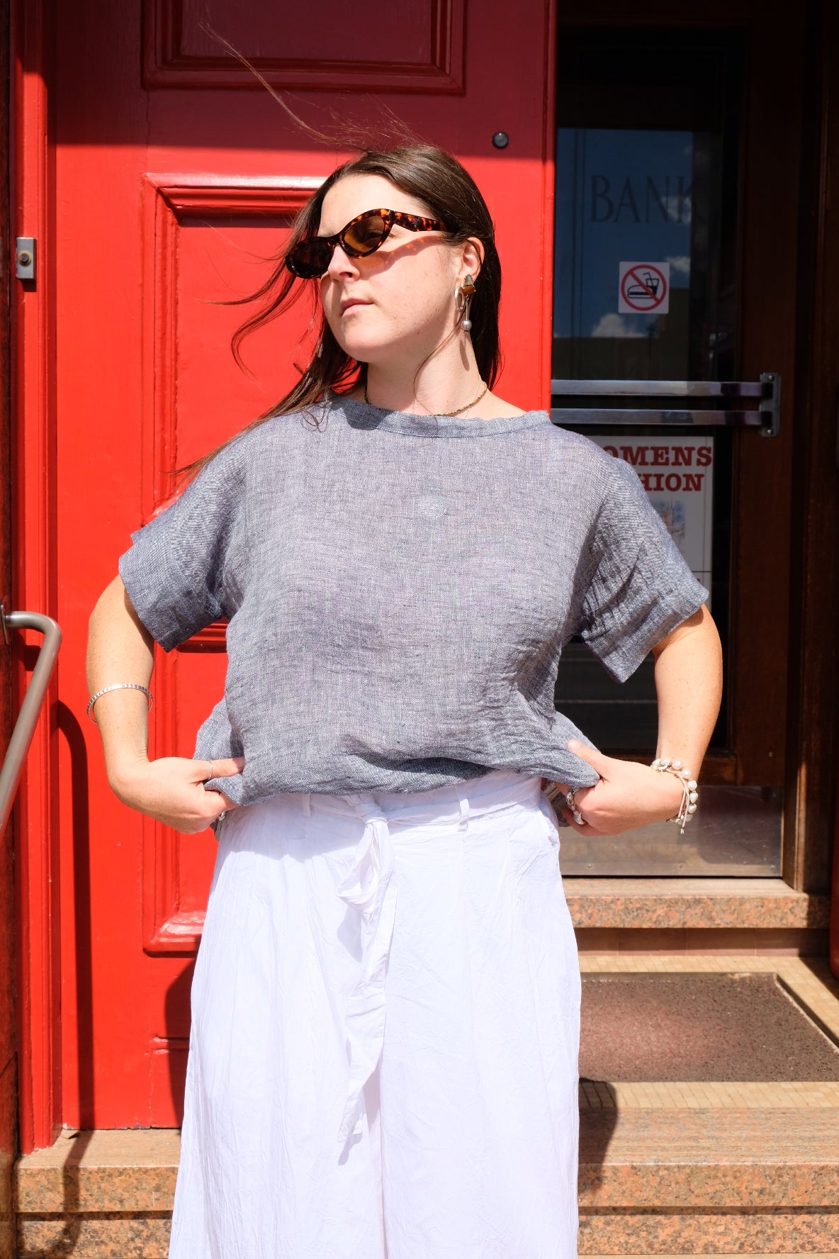 Gauze linen Tee - Chambray