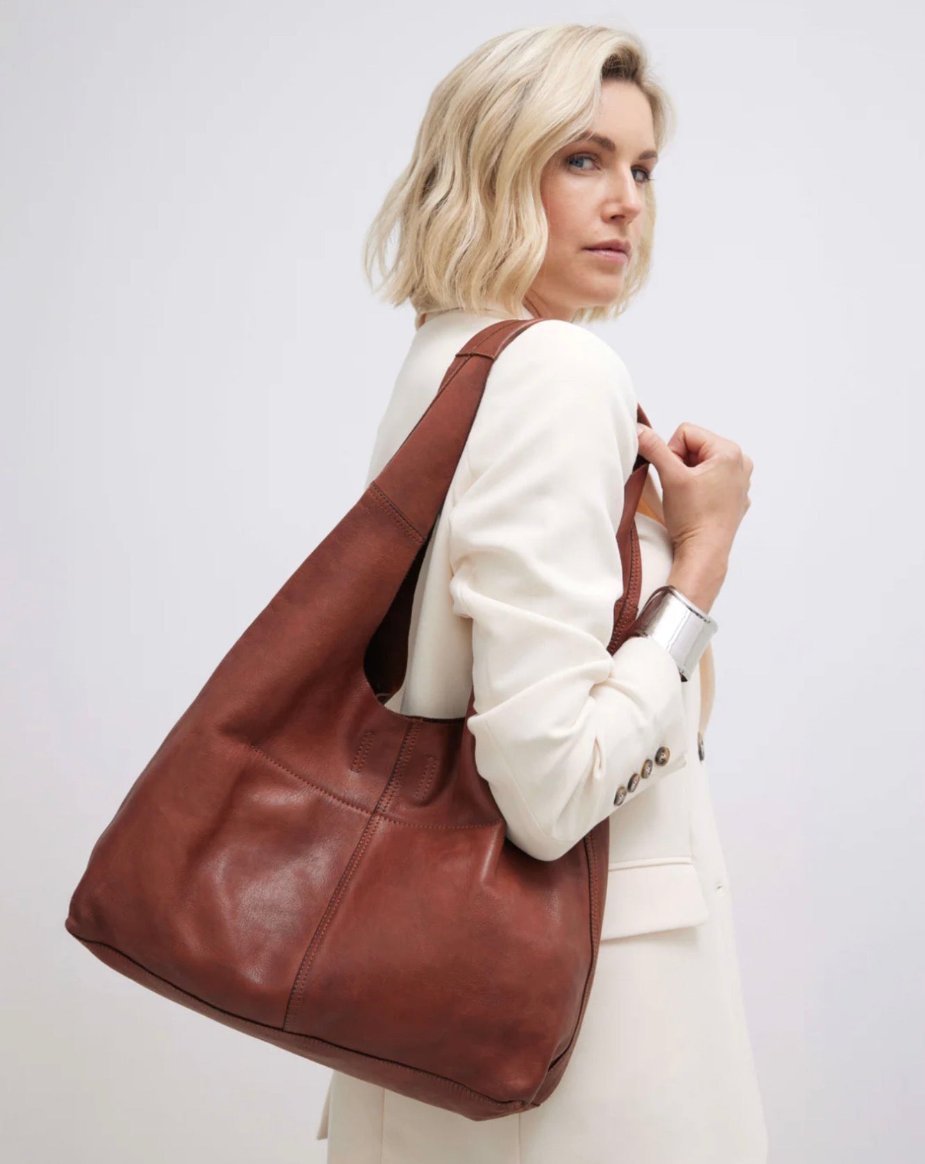 Unlined Slouchy Bag - Cognac
