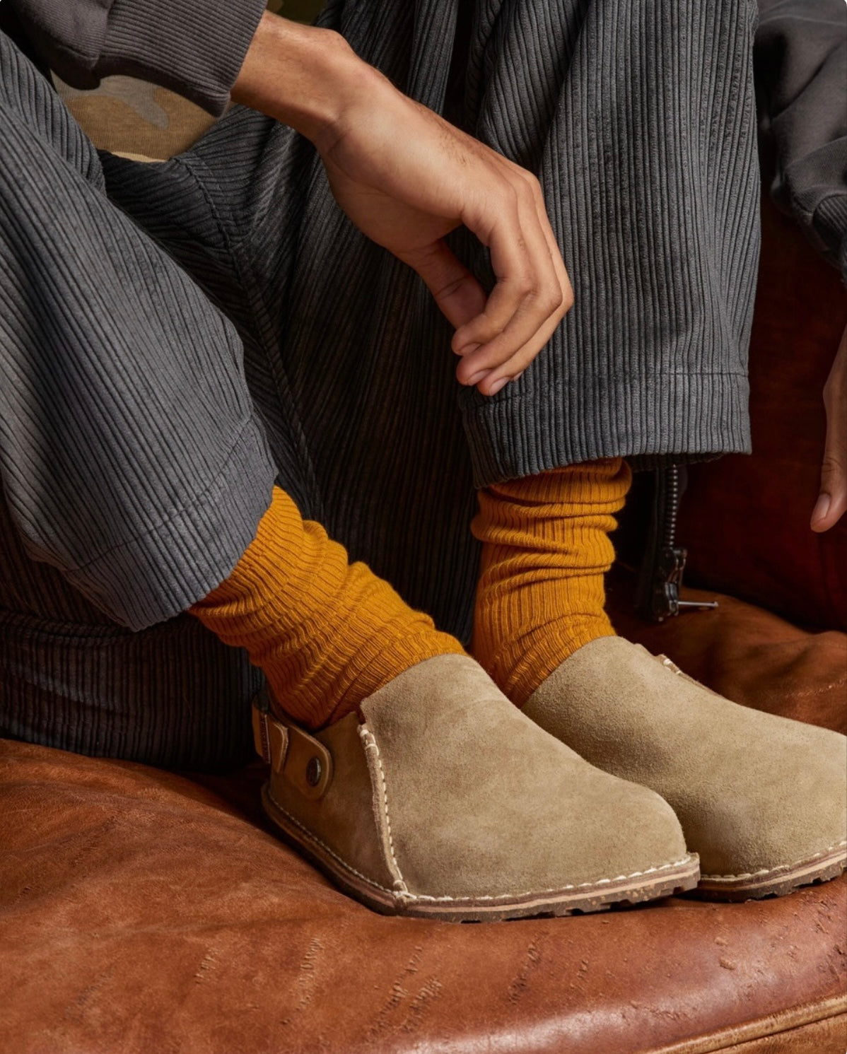 Lutry Grey Taupe Suede Leather