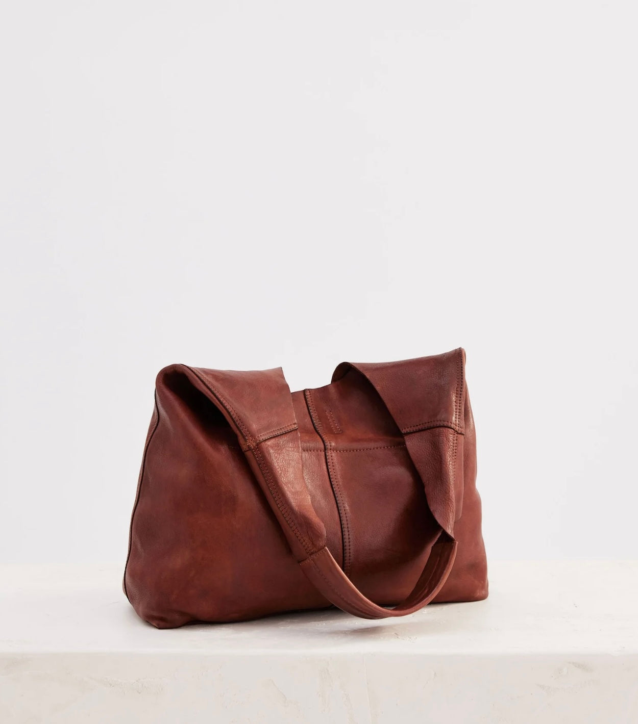 Unlined Slouchy Bag - Cognac