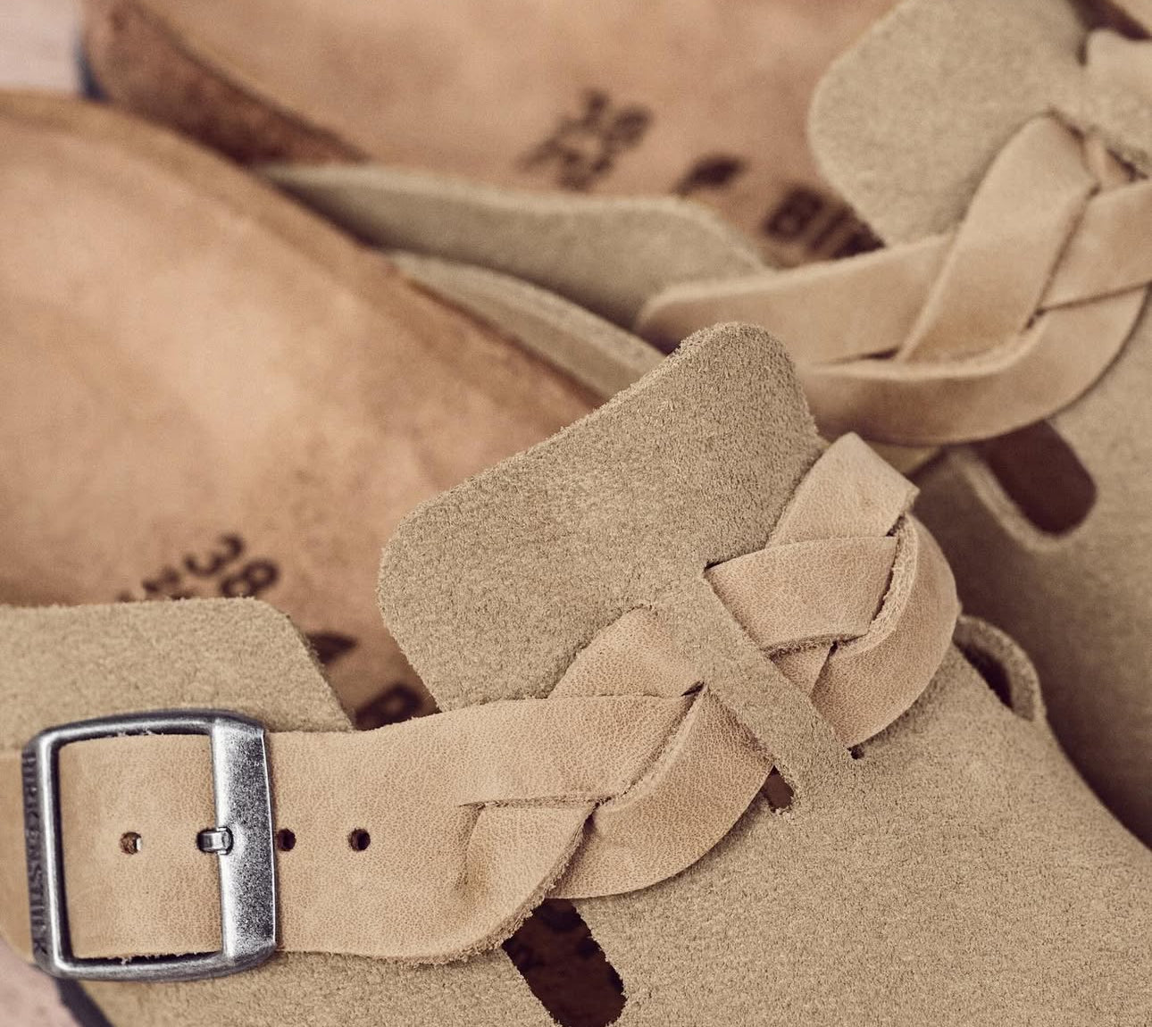 Boston Braided Taupe Suede Leather