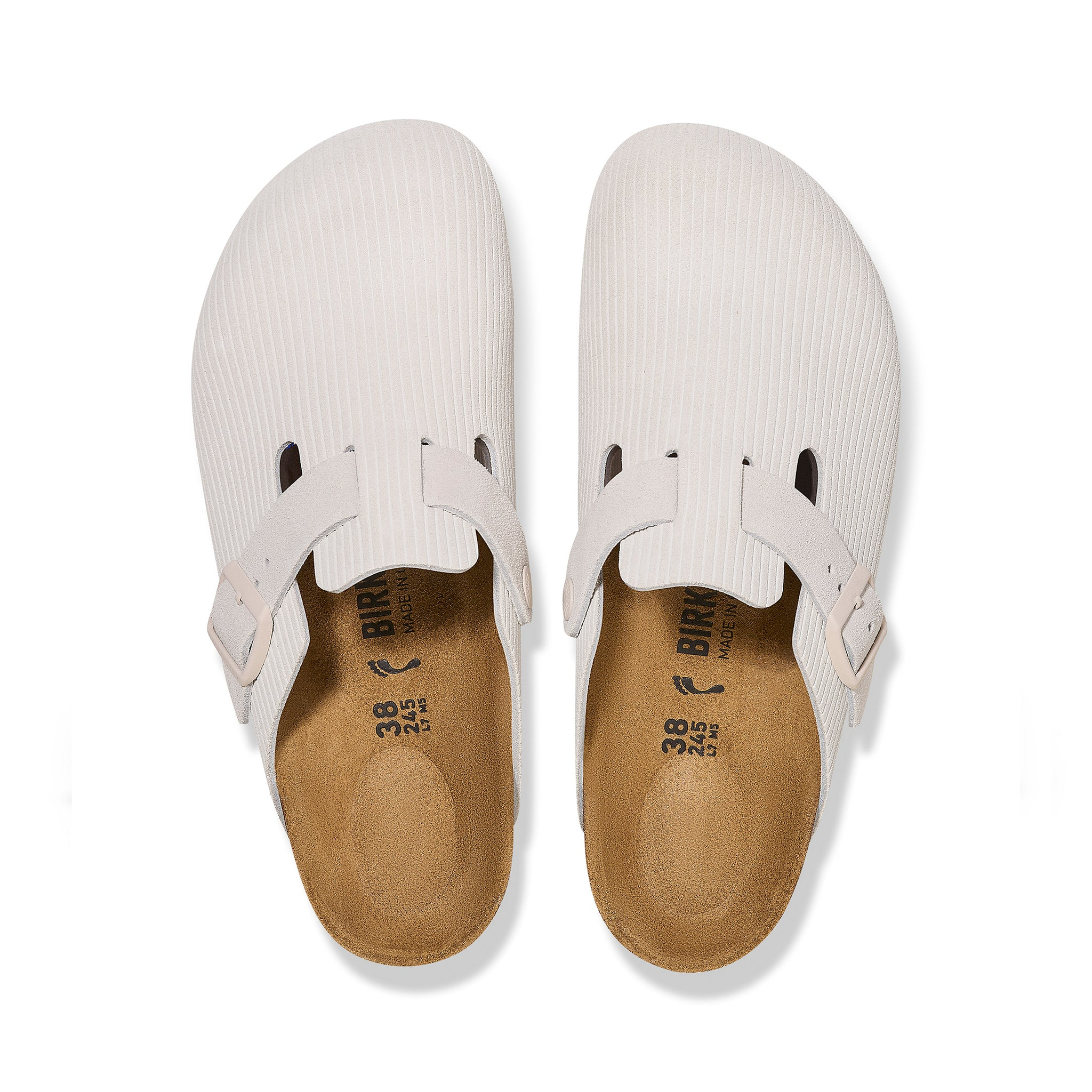 Boston Antique White Embossed Suede Leather