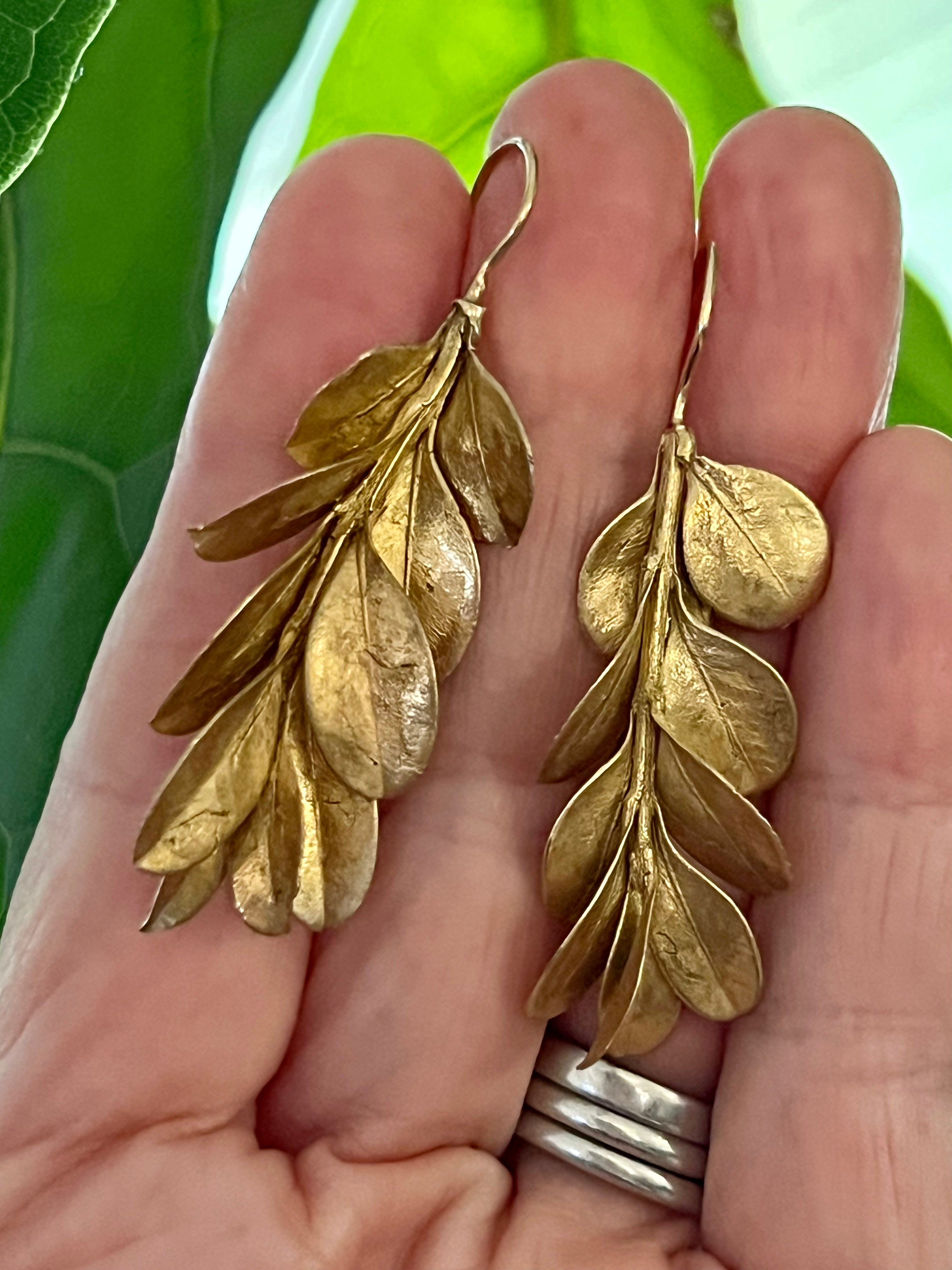 Botanical earrings - Japanese box bush - gold plated
