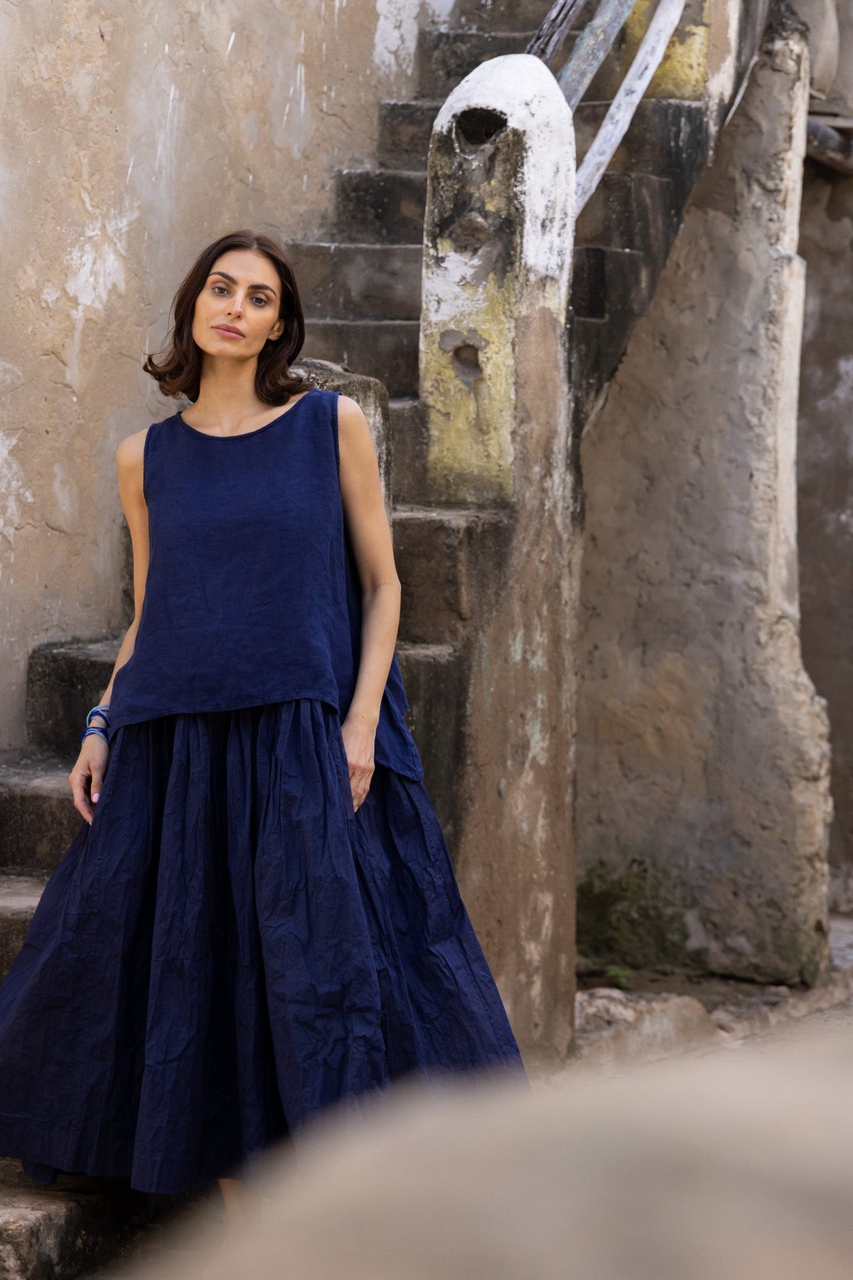 Taji Top - Linen - Indigo