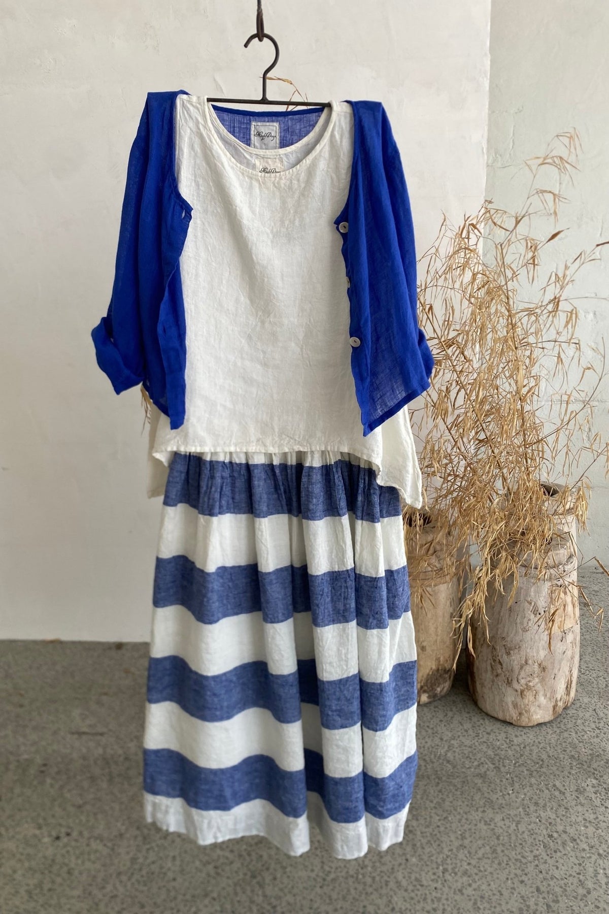 High Tea Slip - Blue stripe Linen