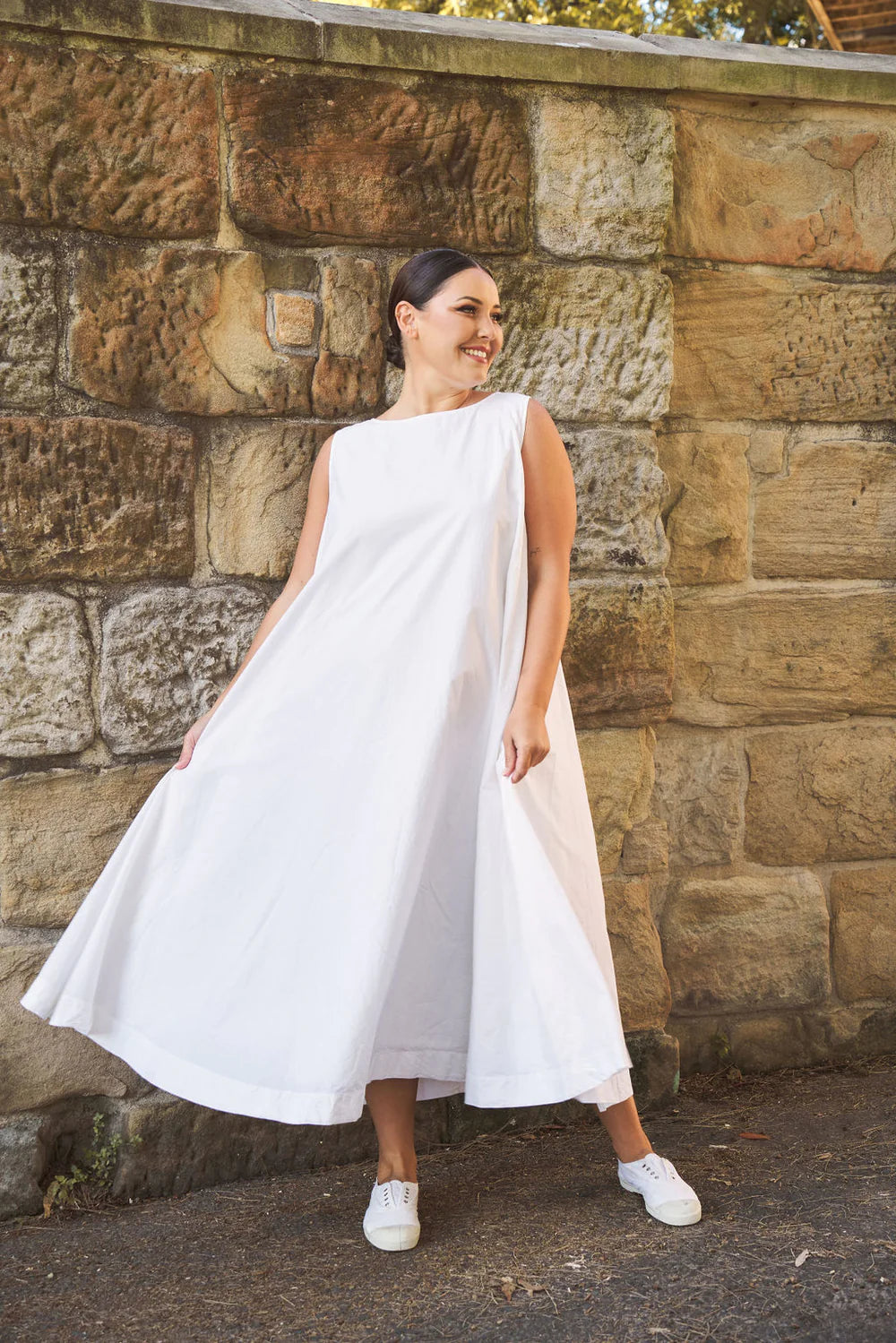 Zahra Paper Cotton Dress - White